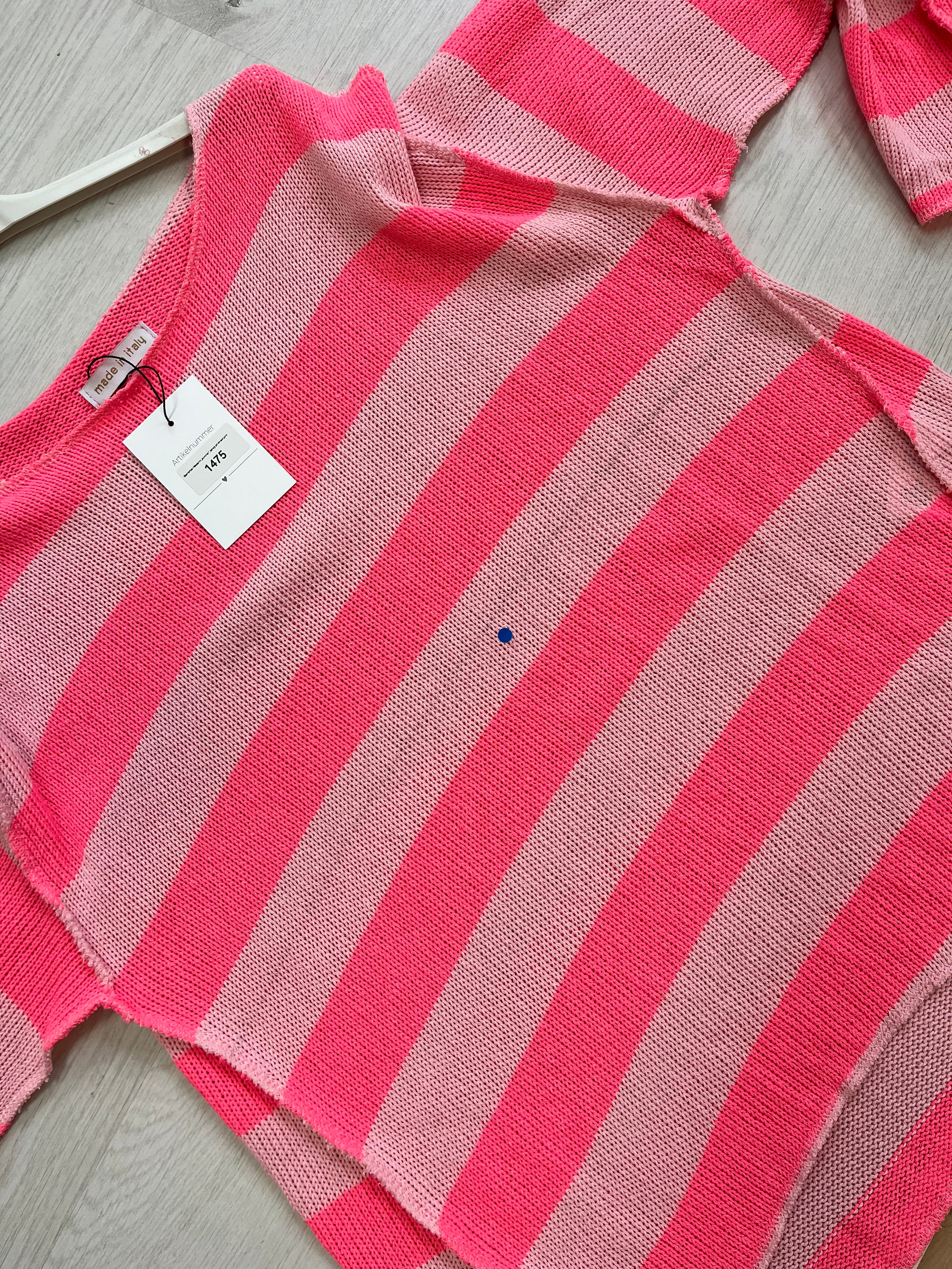 Zweite Wahl - Gestreiftes Häkelshirt „summer“, candy pink/neonpink - kein Umtausch