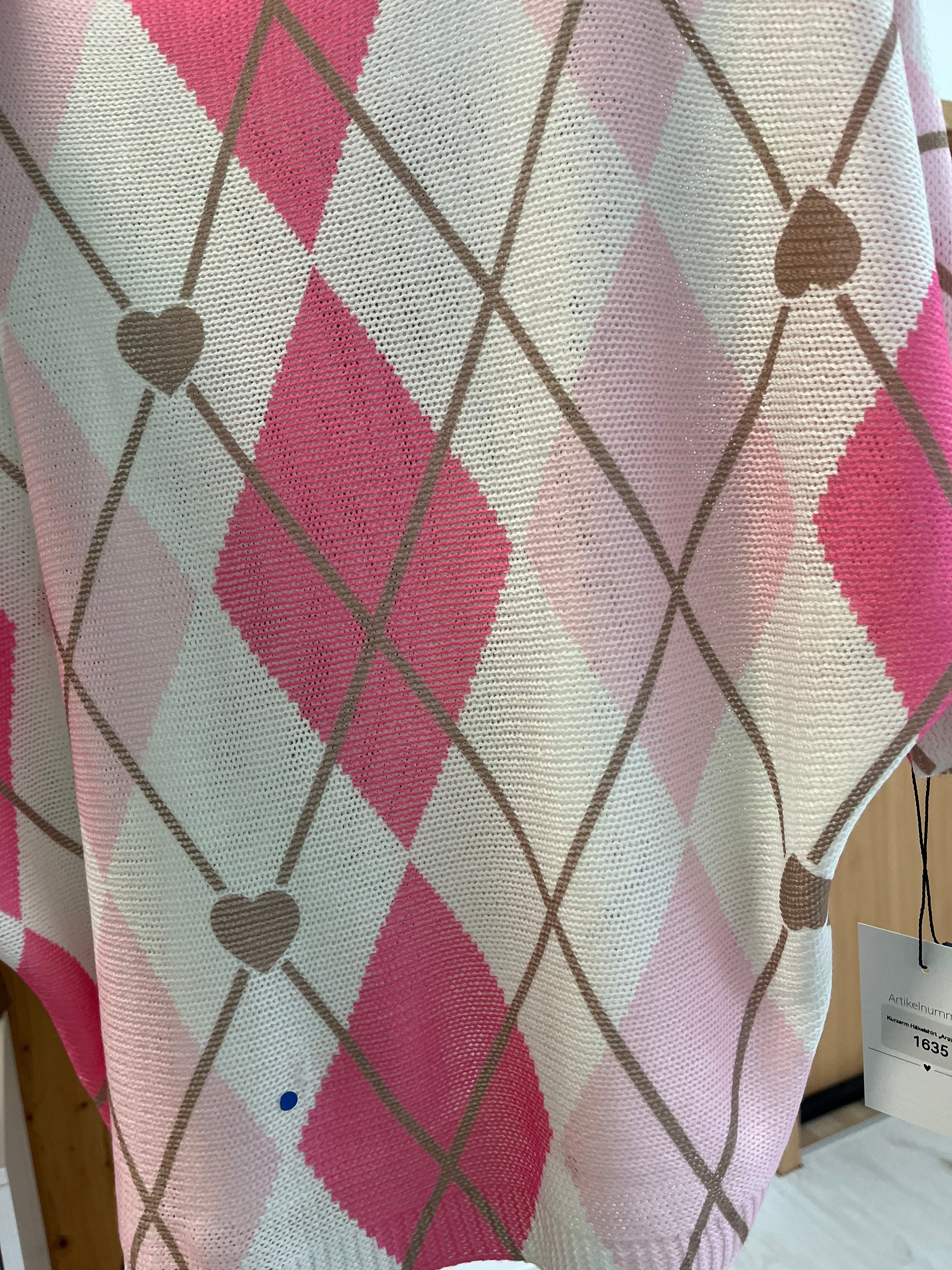 Zweite Wahl - Kurzarm Häkelshirt „Argyle-Love" - kein Umtausch