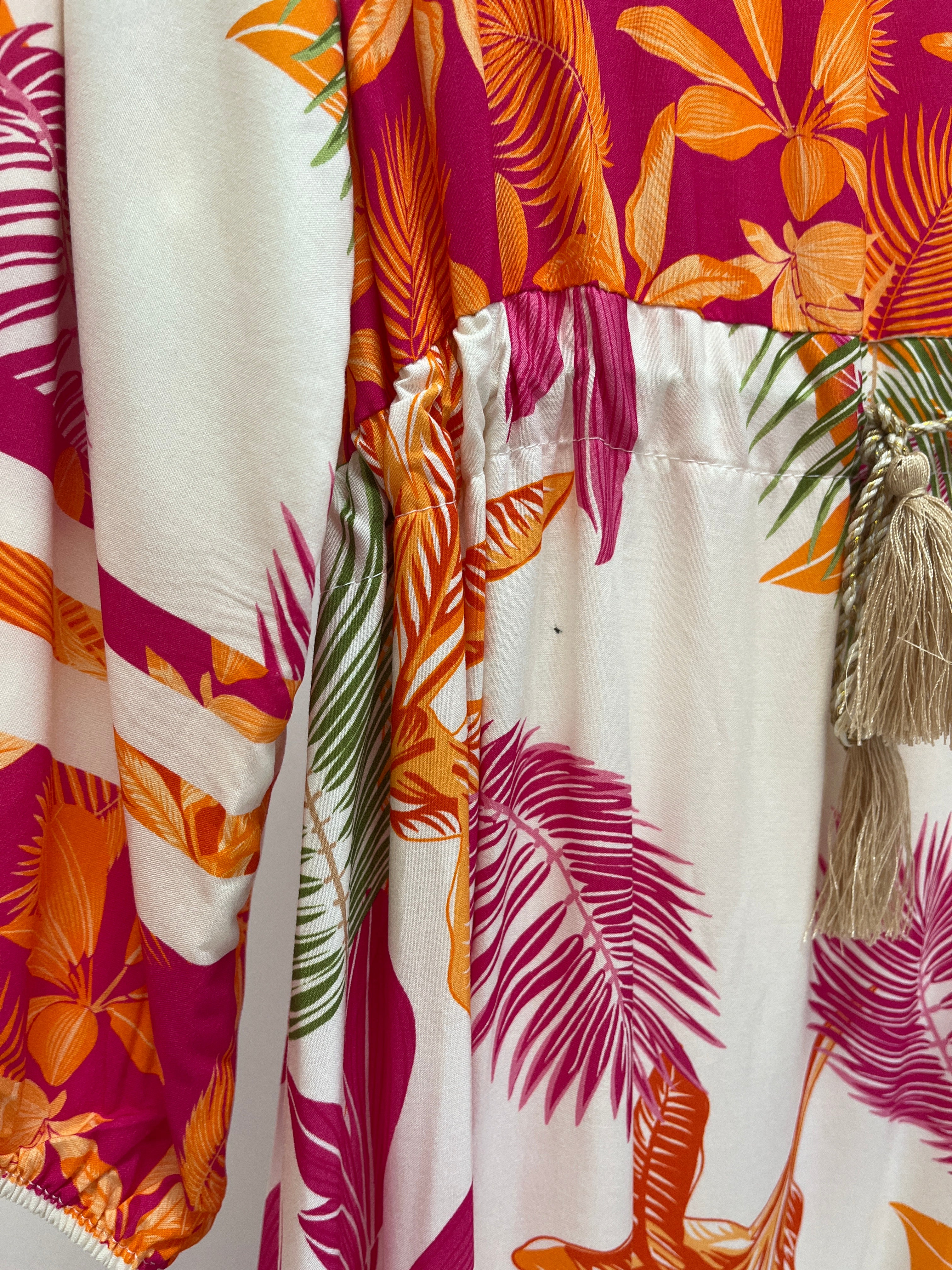 Zweite Wahl - Langes Kleid mit Print “summer“, pink - vom Umtausch ausgeschlossen