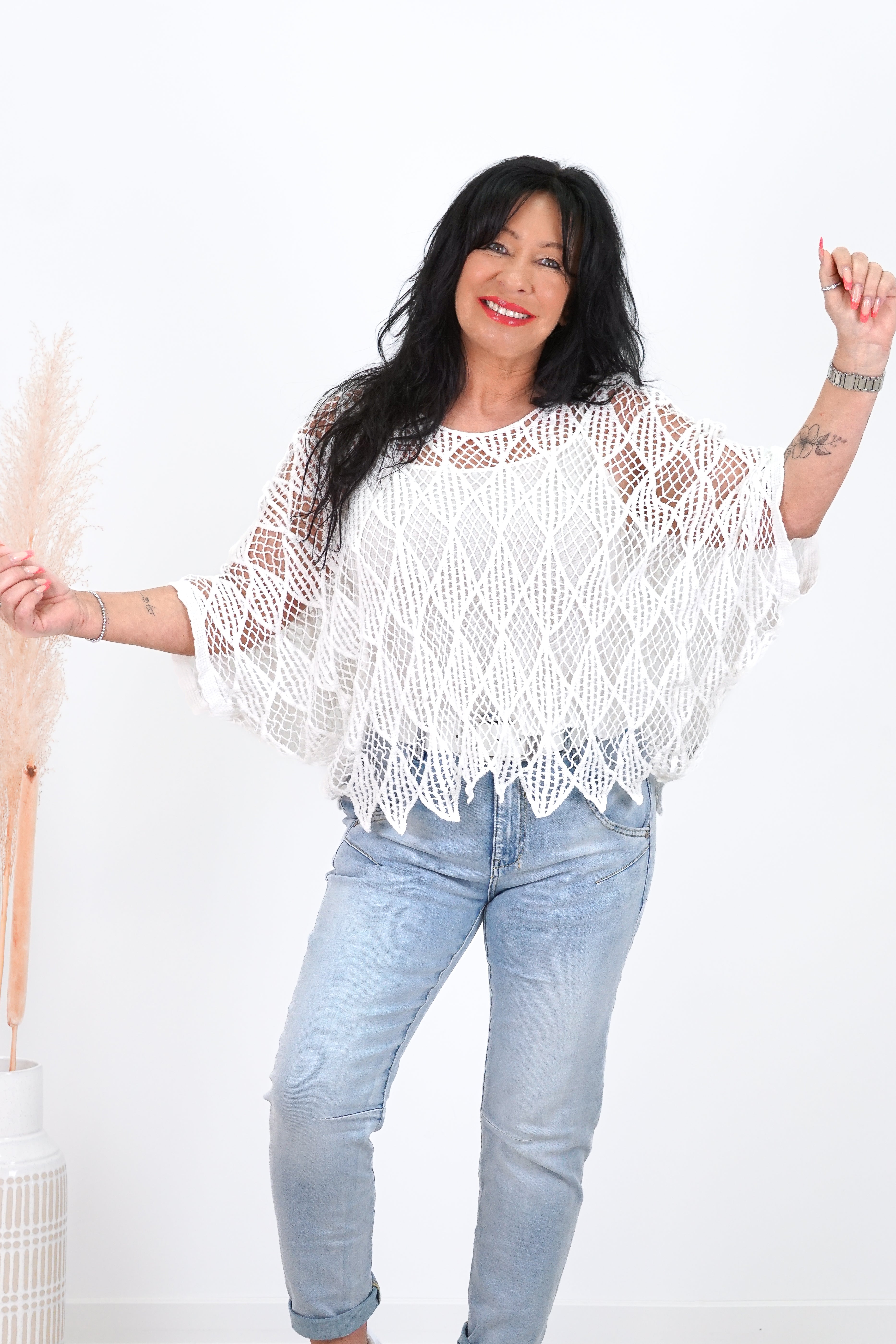 Häkelshirt inkl. Top, Off white