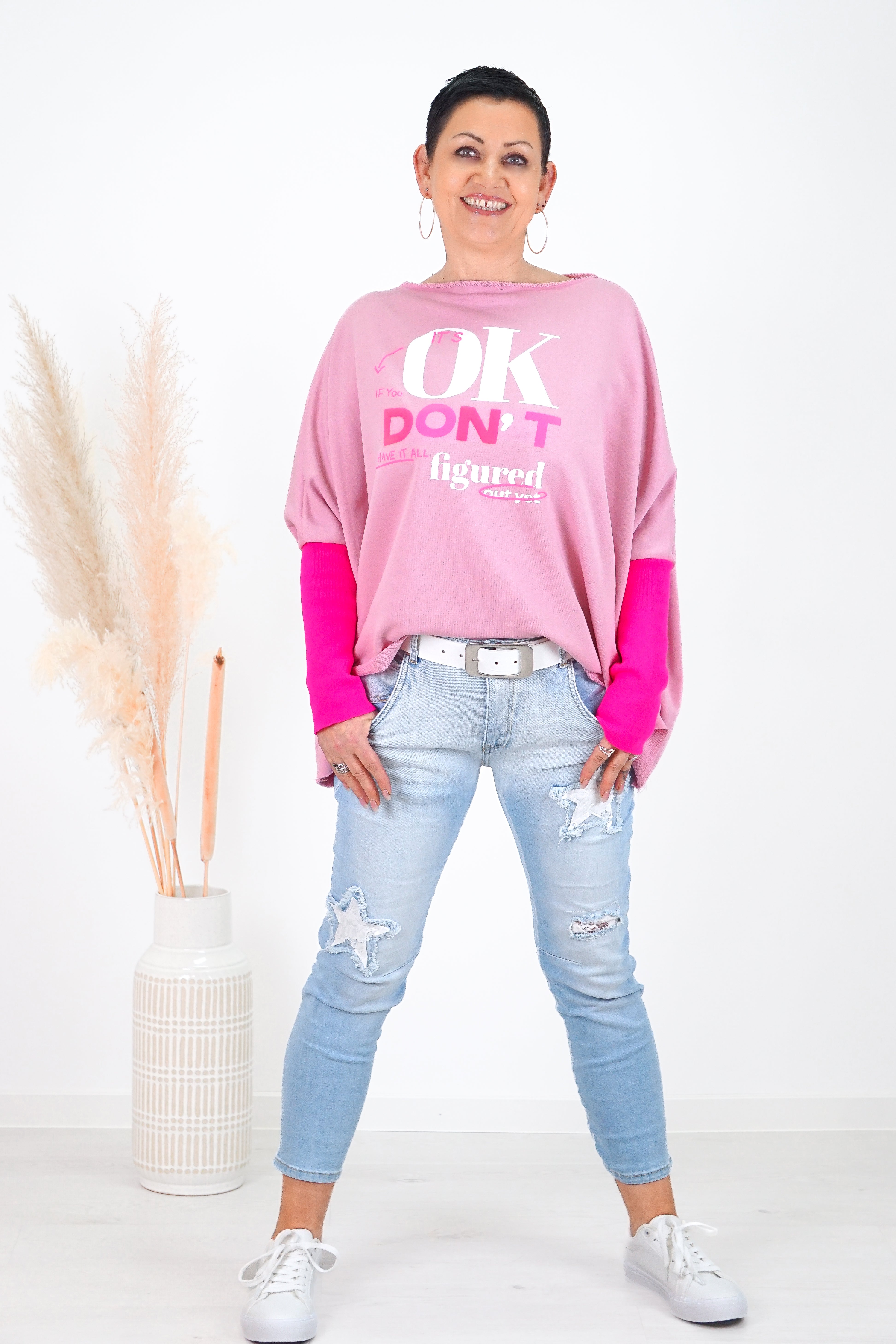 Oversize Sweatshirt „OK“, rose