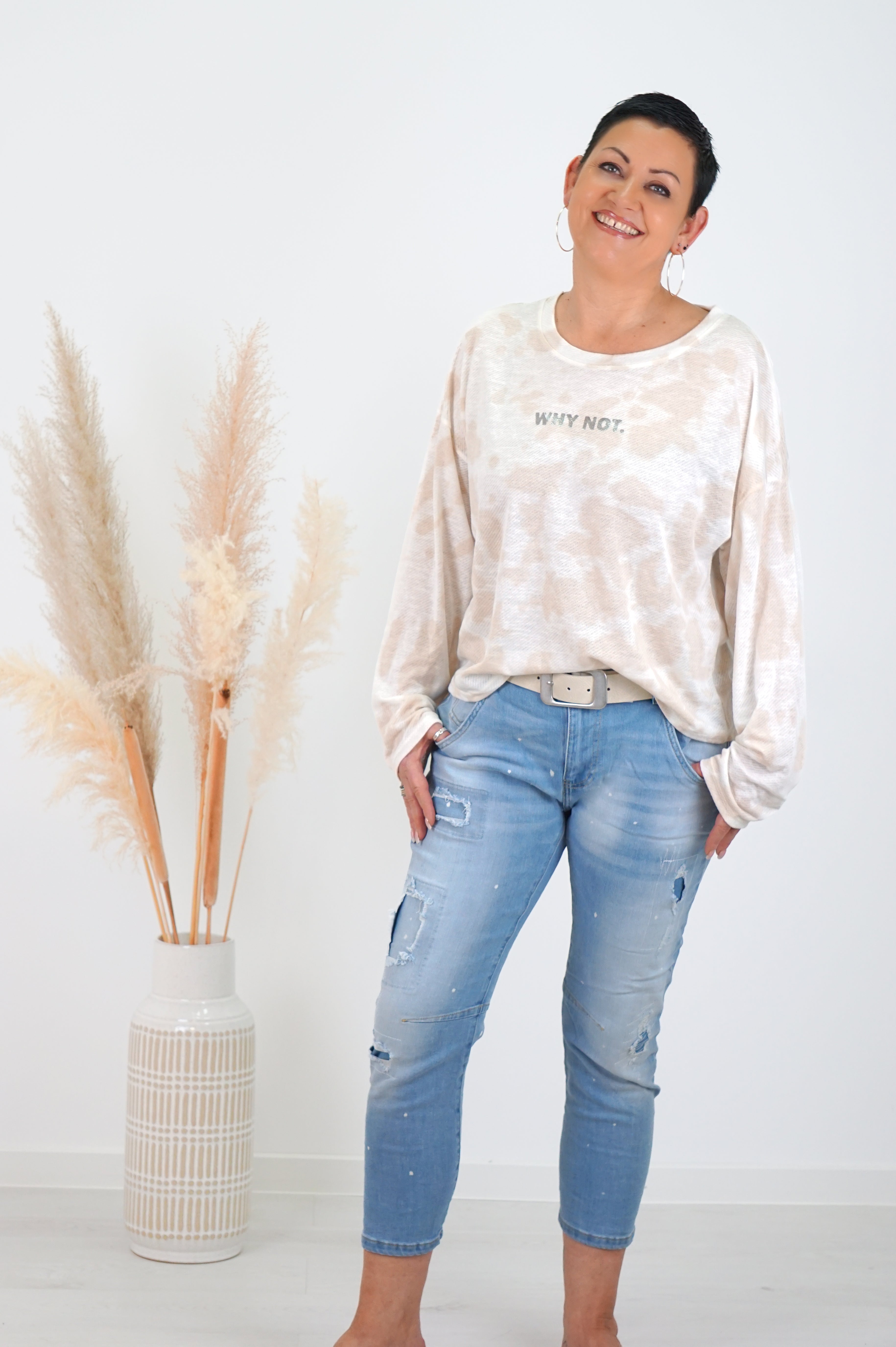 Feinstrickpulli „why not“, beige