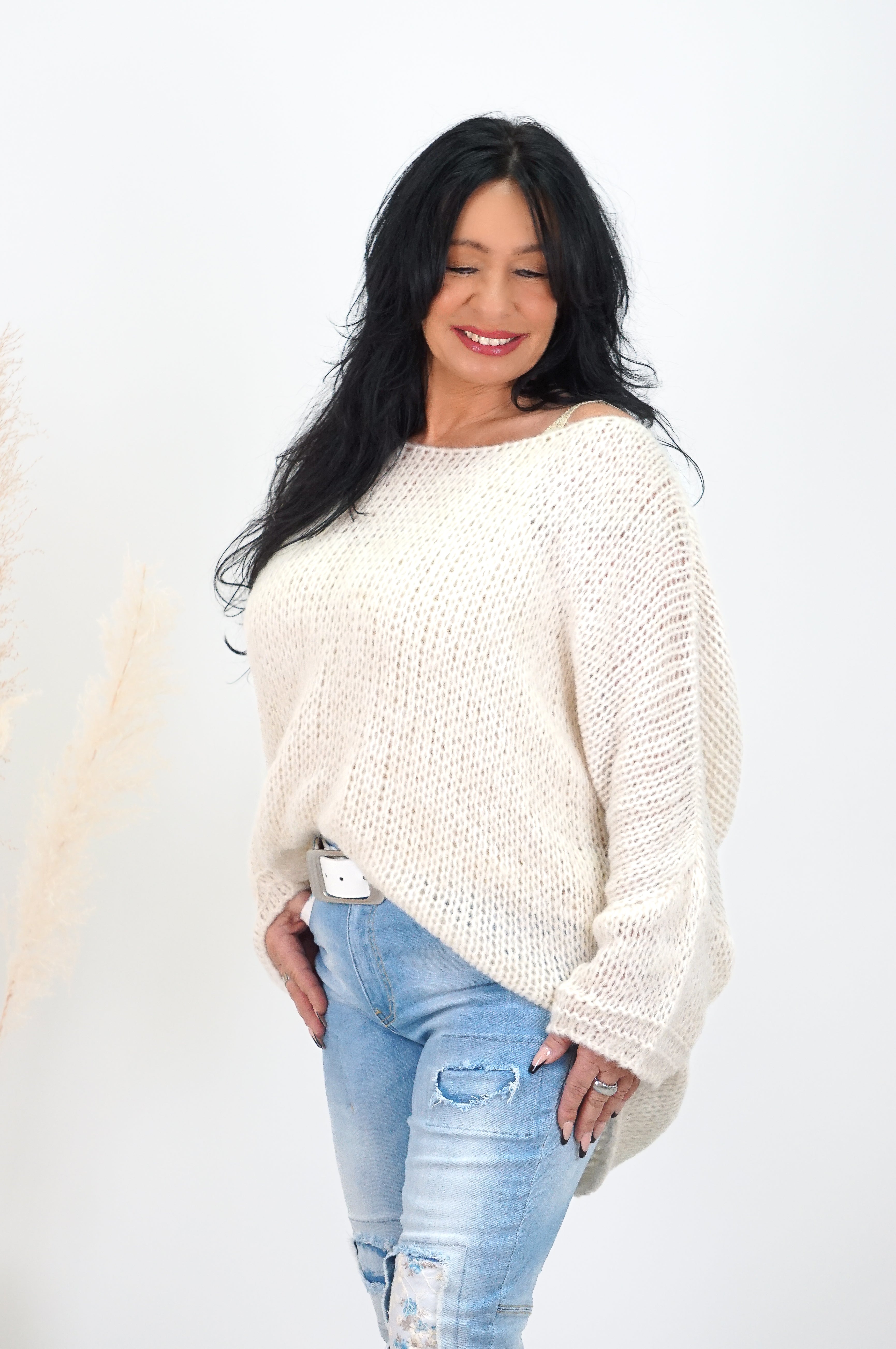 Basic Strickpulli, hellbeige