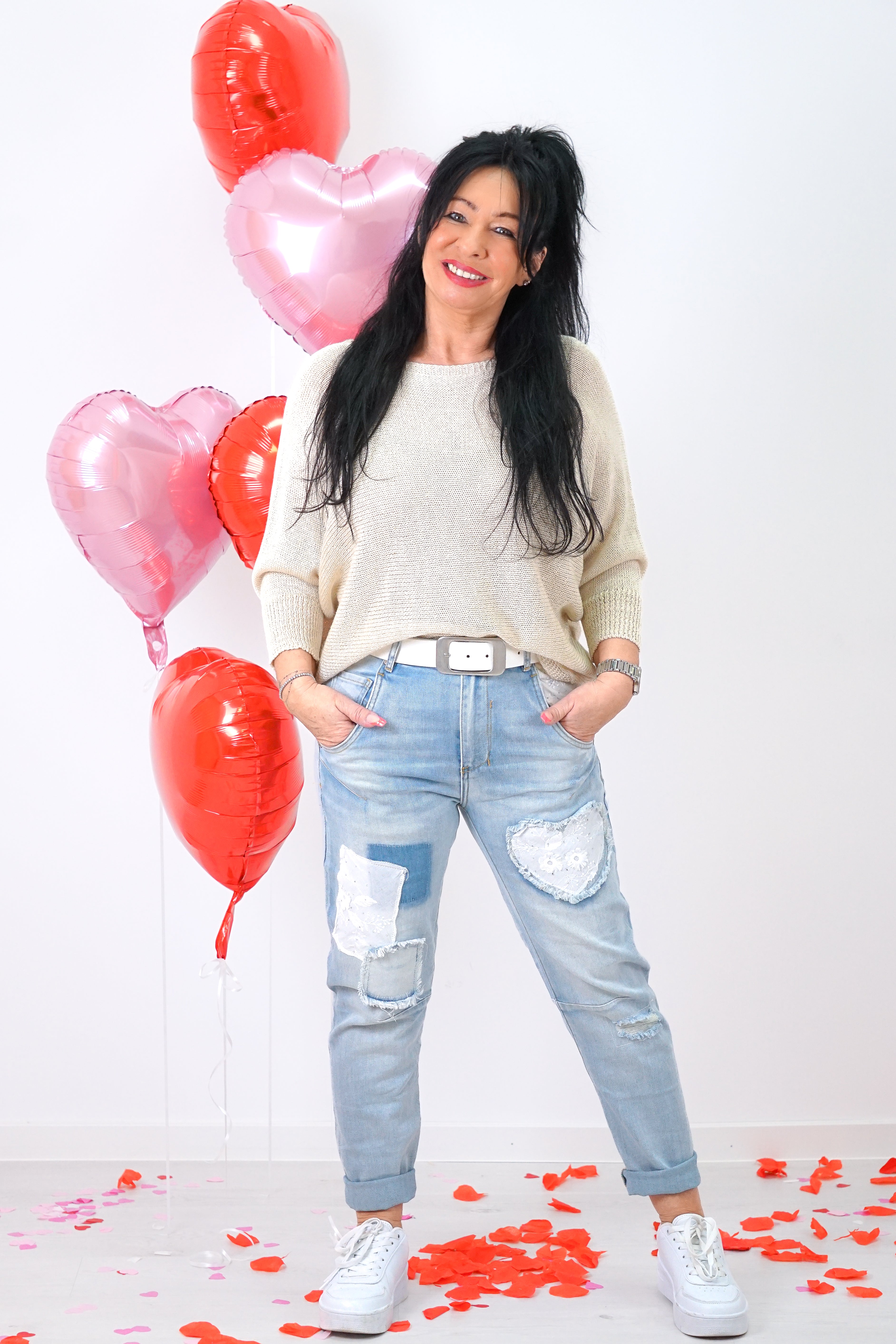 Häkelshirt mit Schleife, beige