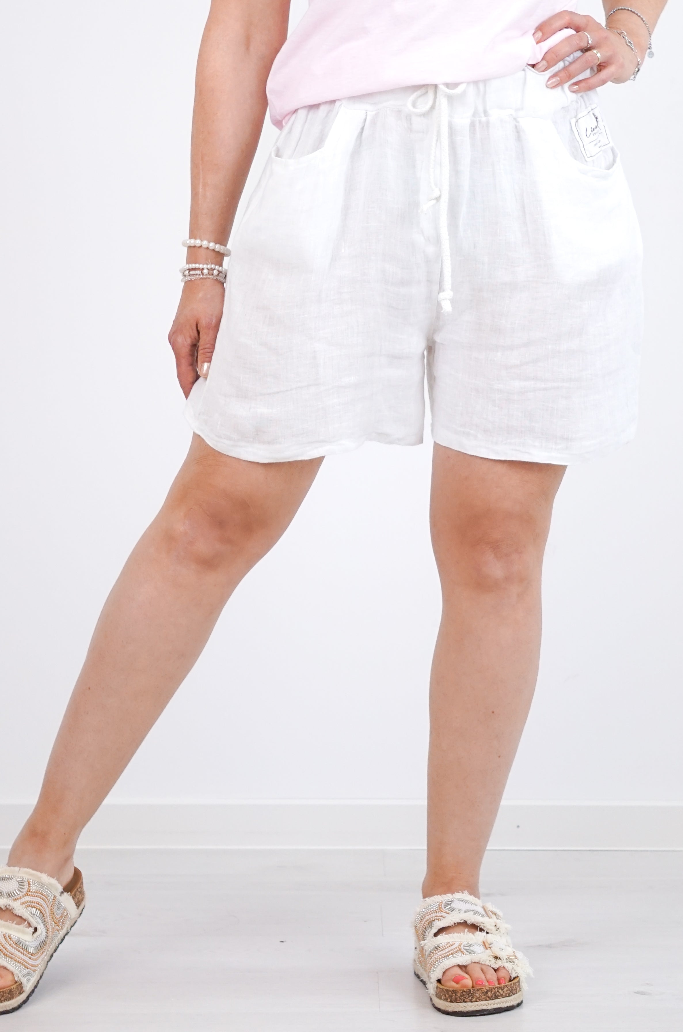 Leinenshorts, weiß