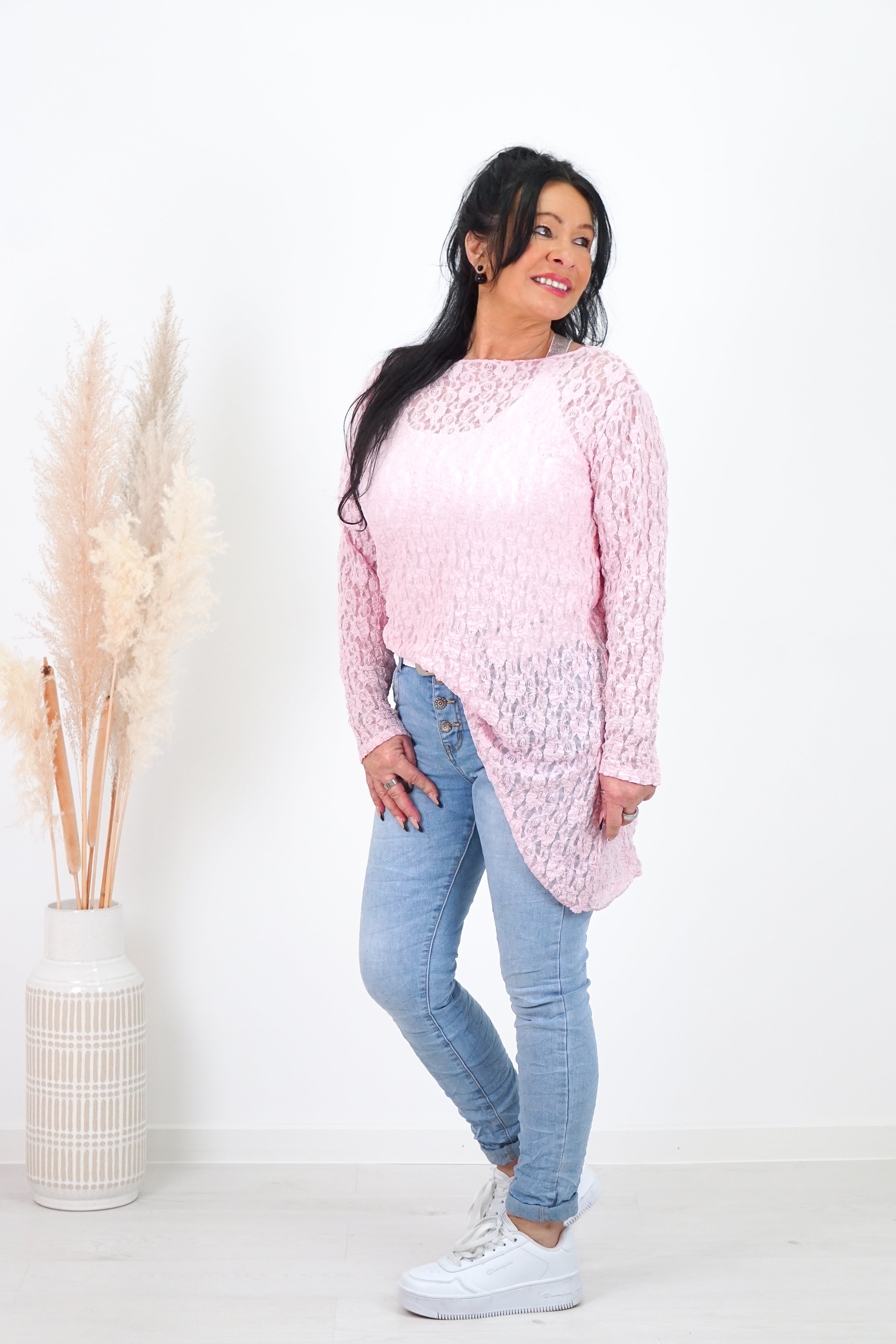 Schräges Spitzenshirt „spring“, rosa