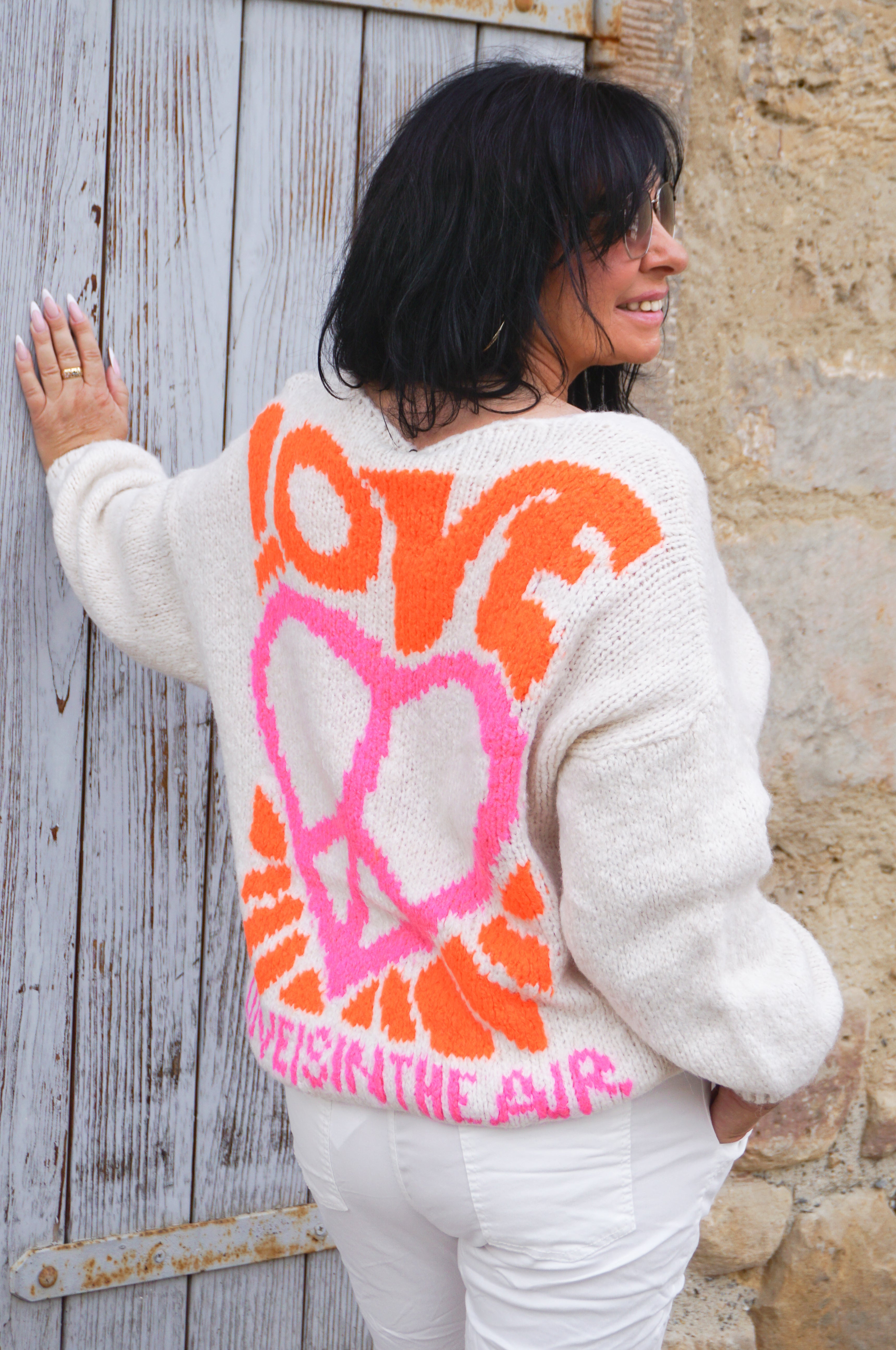 Strickpulli "Love in the air", hellbeige