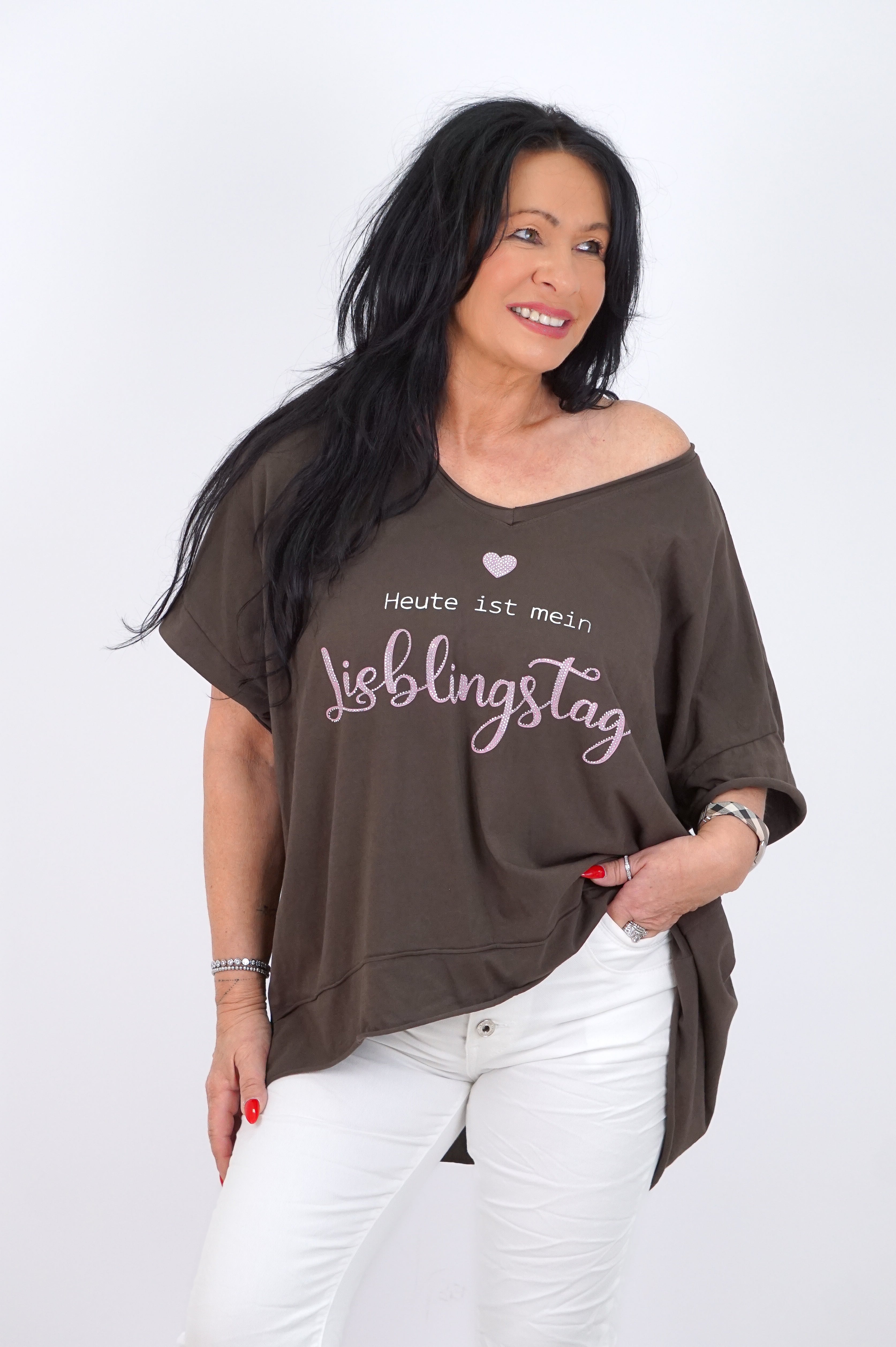 T-Shirt "Lieblingstag", schokobraun
