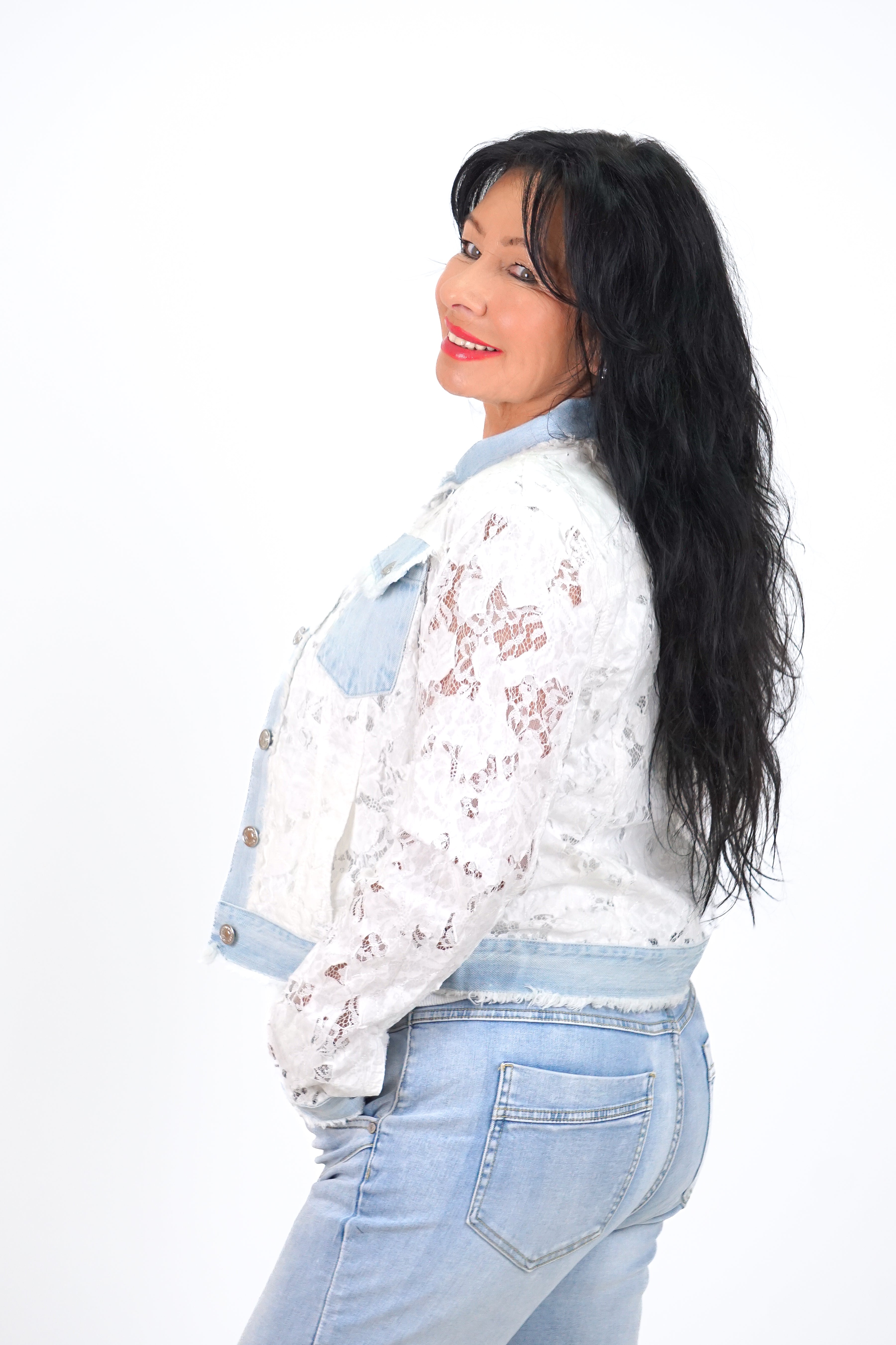 Sexy Woman Jeansjacke aus Spitze