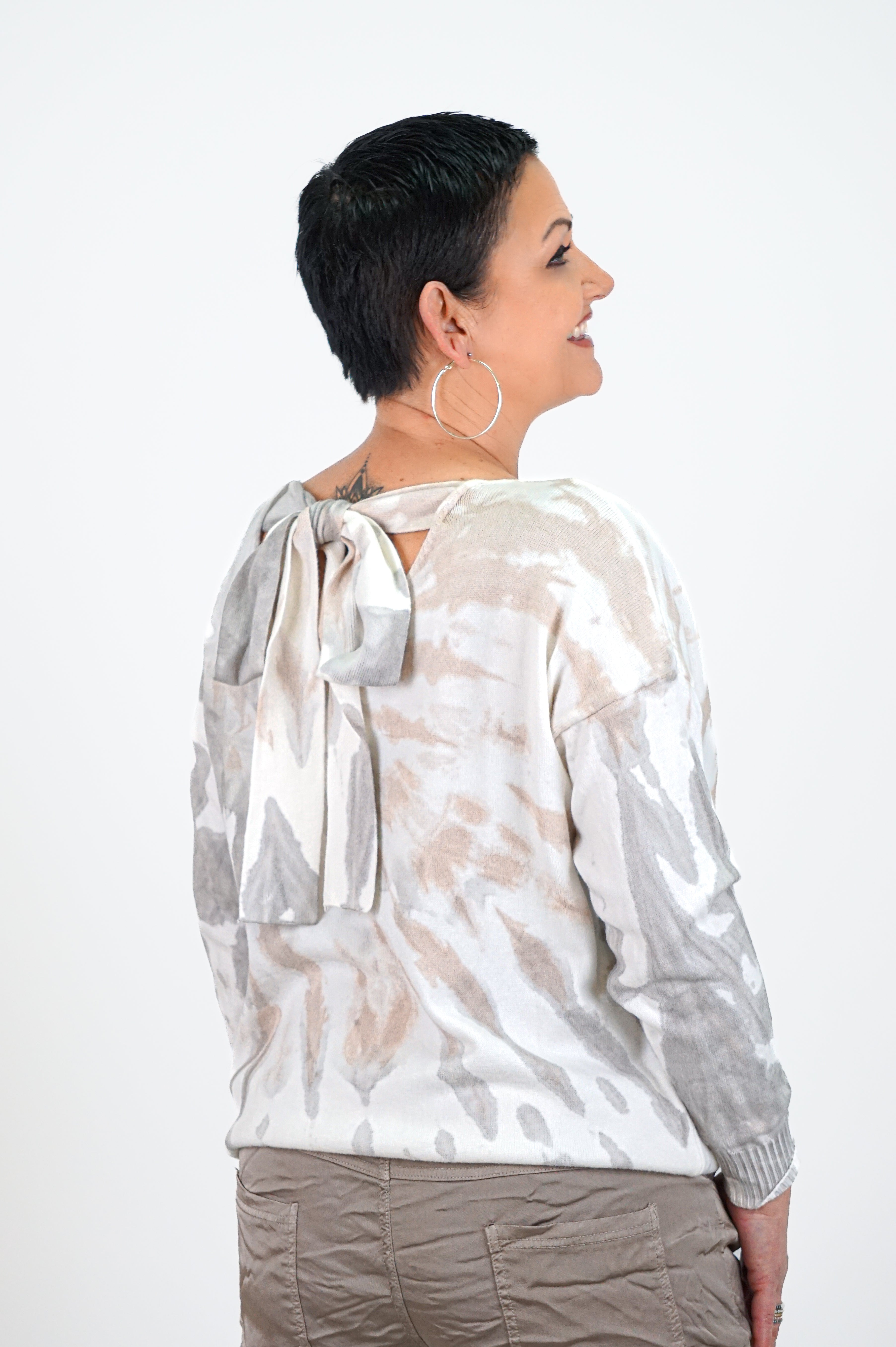 Feinstrickpulli „Splash“, beige/taupe