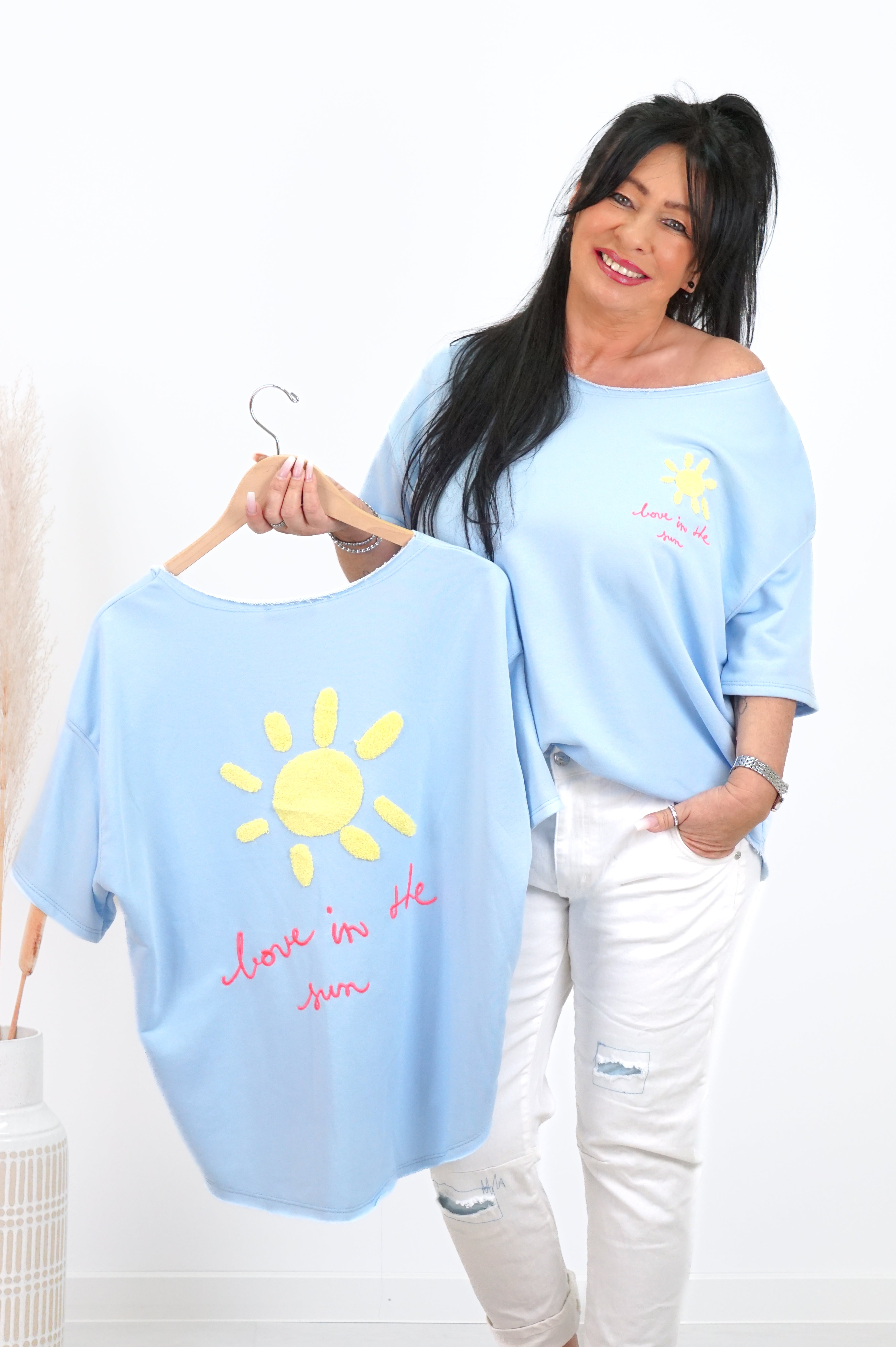 Kurzarm Sweatshirt "sun“, hellblau