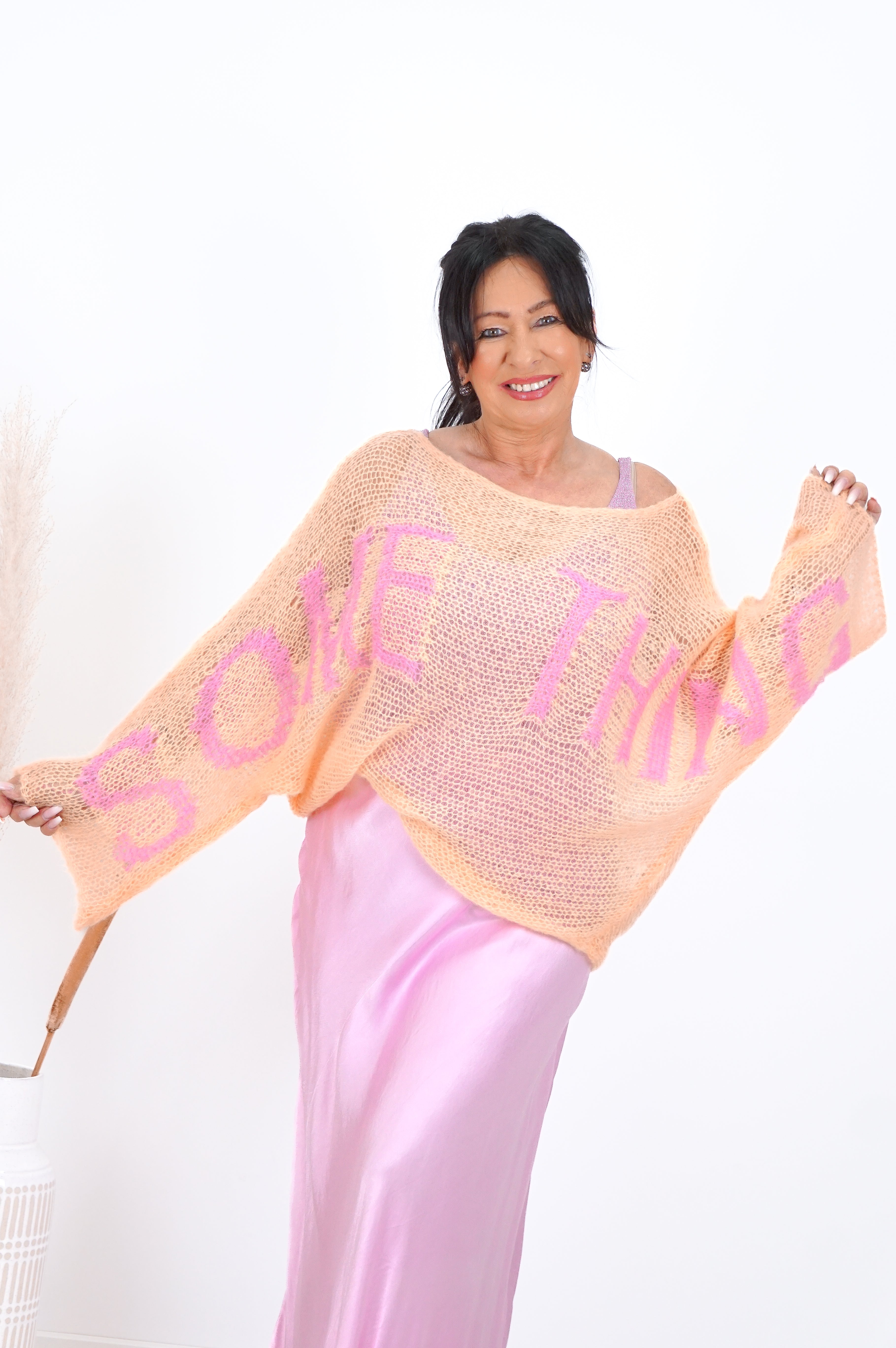 Leichter Strickpulli "Something", orange