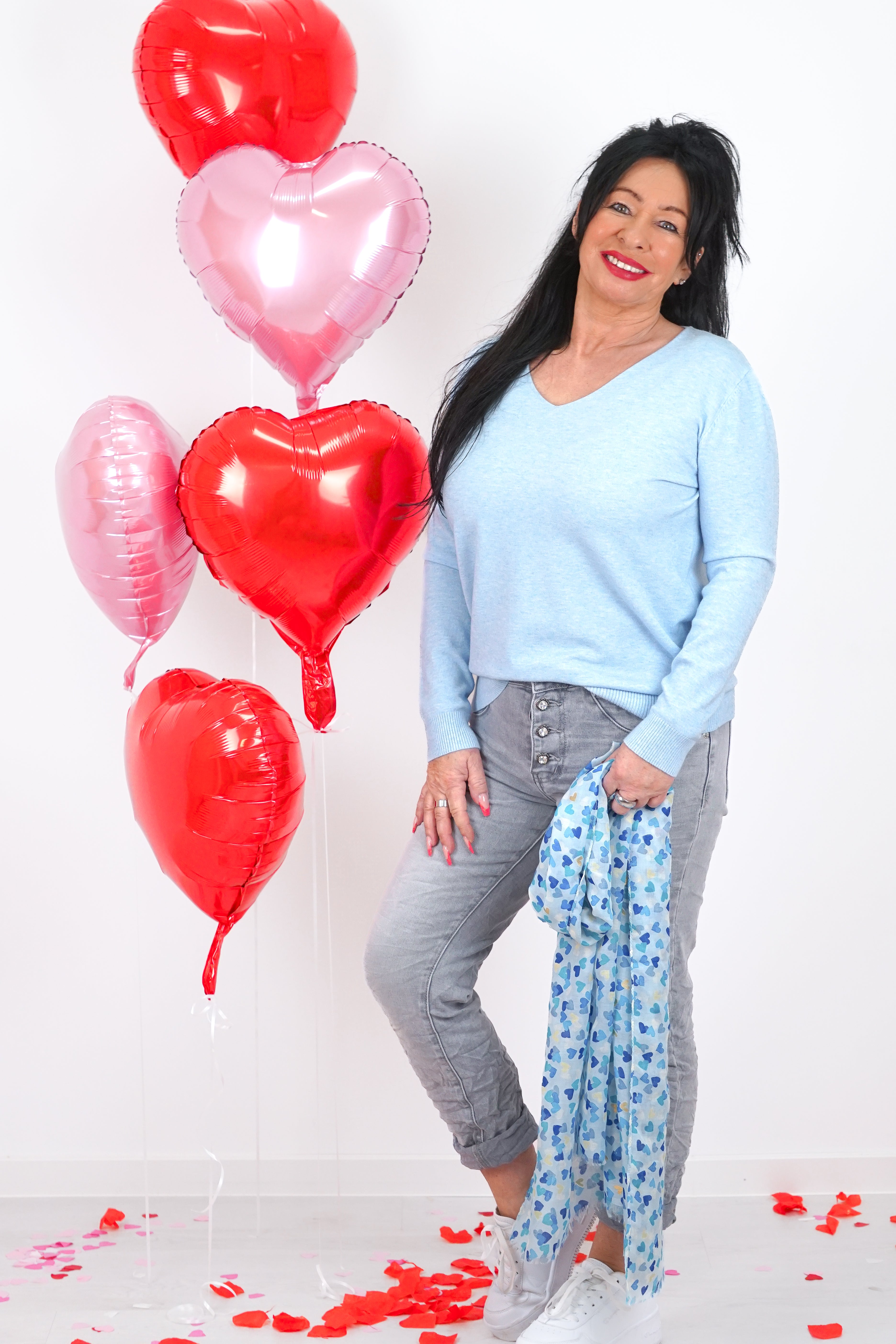 Basic Feinstrickpulli, hellblau