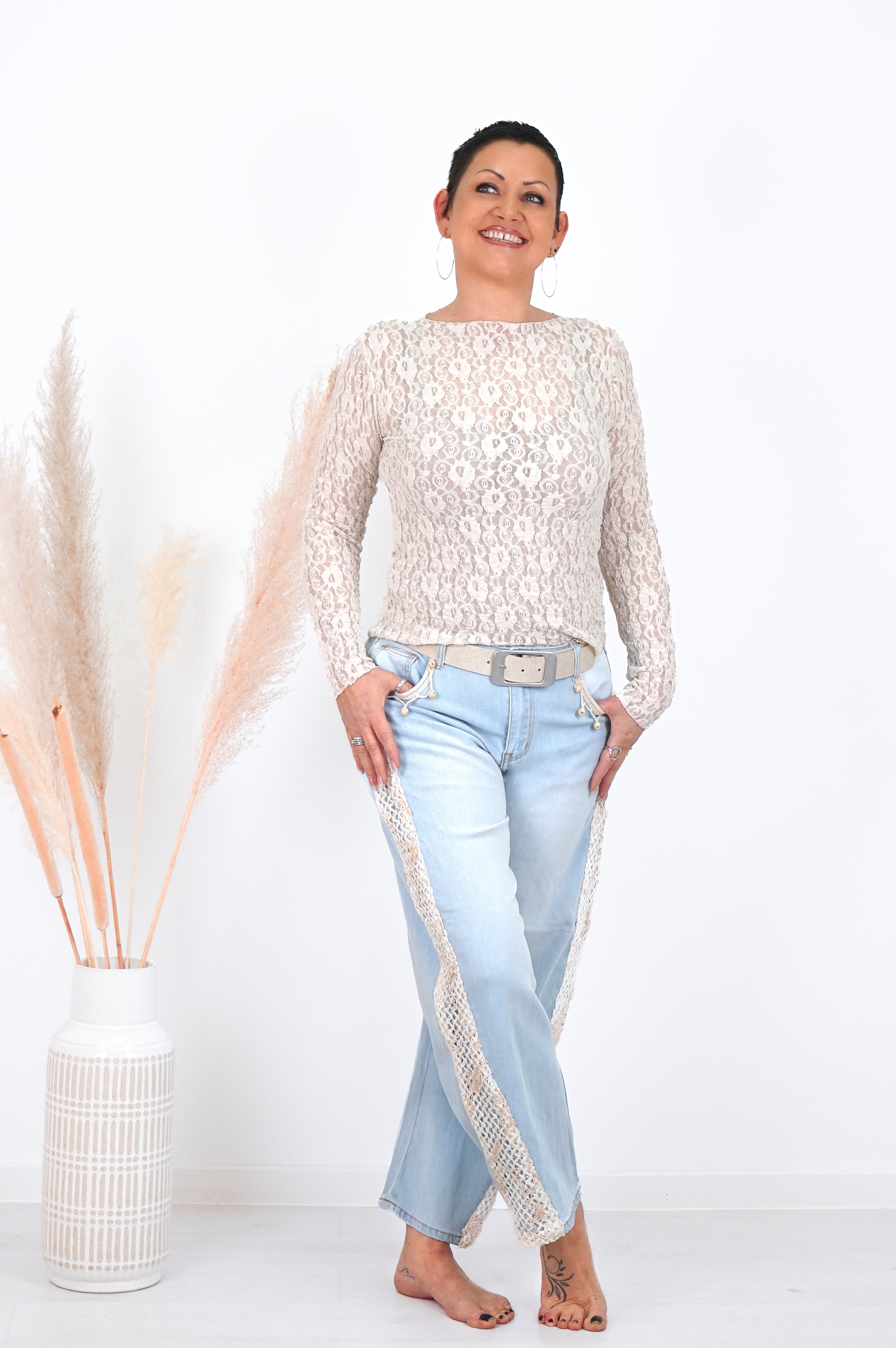 Spitzenshirt „spring“, beige