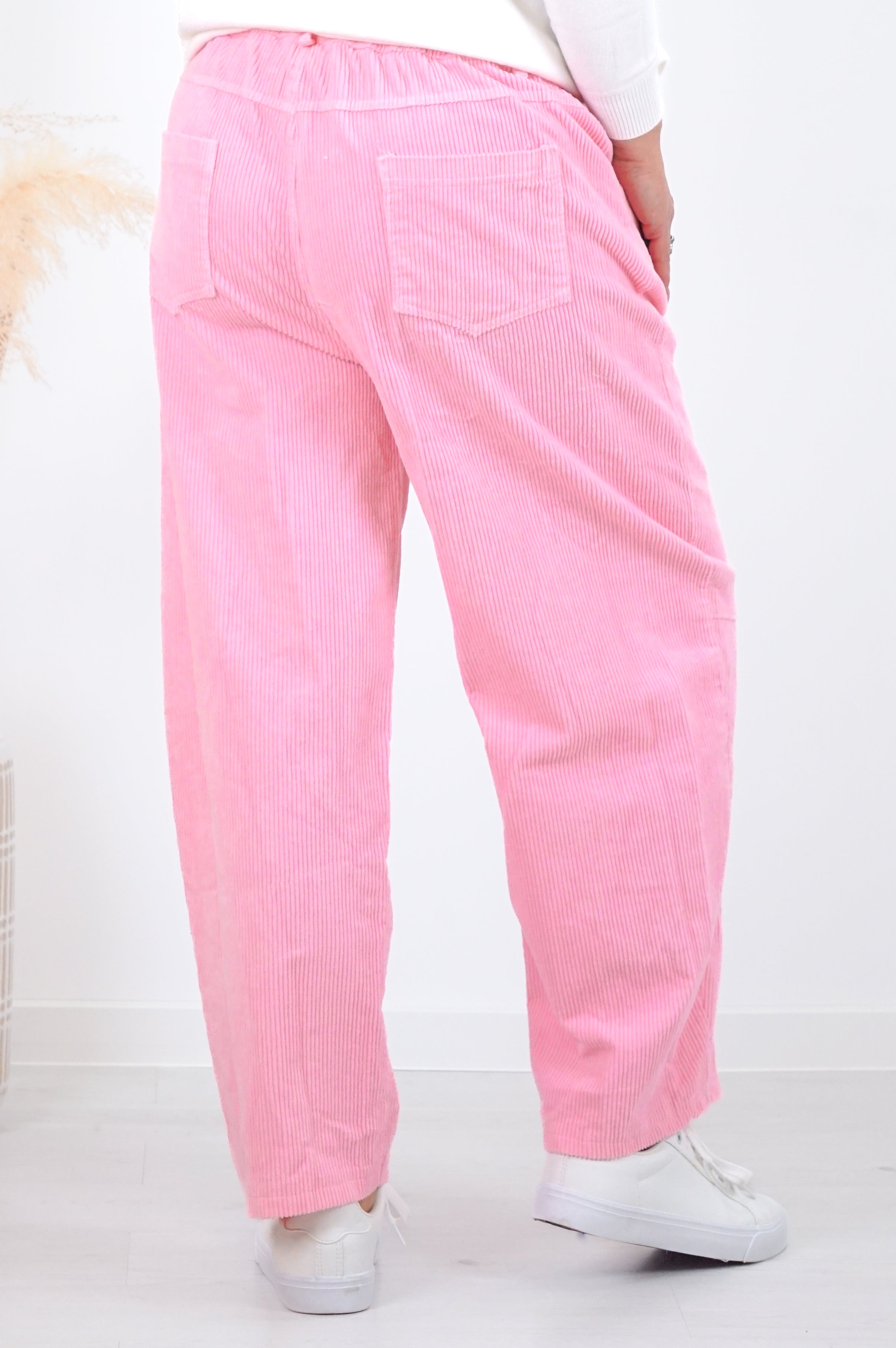 Cordhose im Ballonfit, rosa