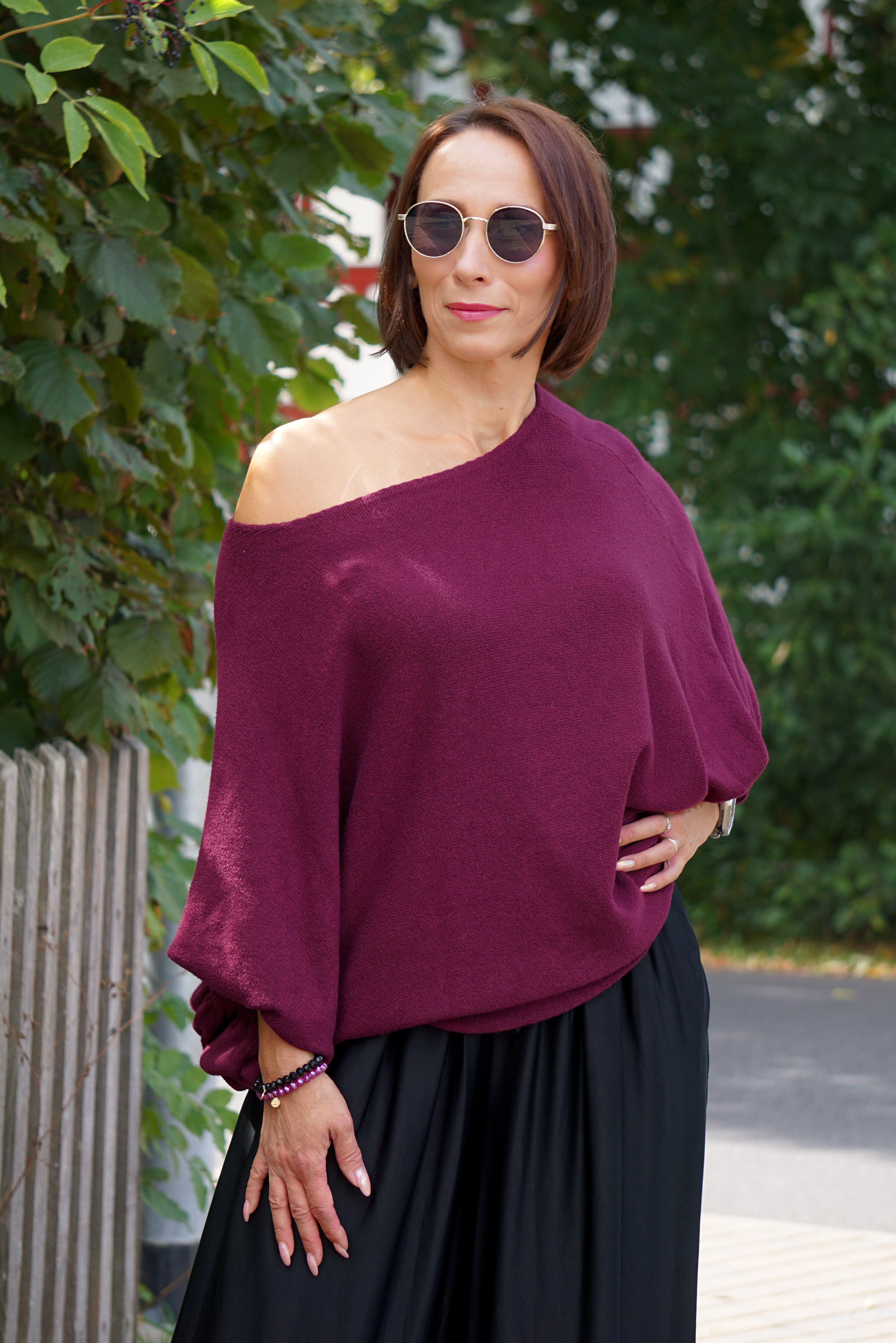 Perlenarmband, burgunder/pink