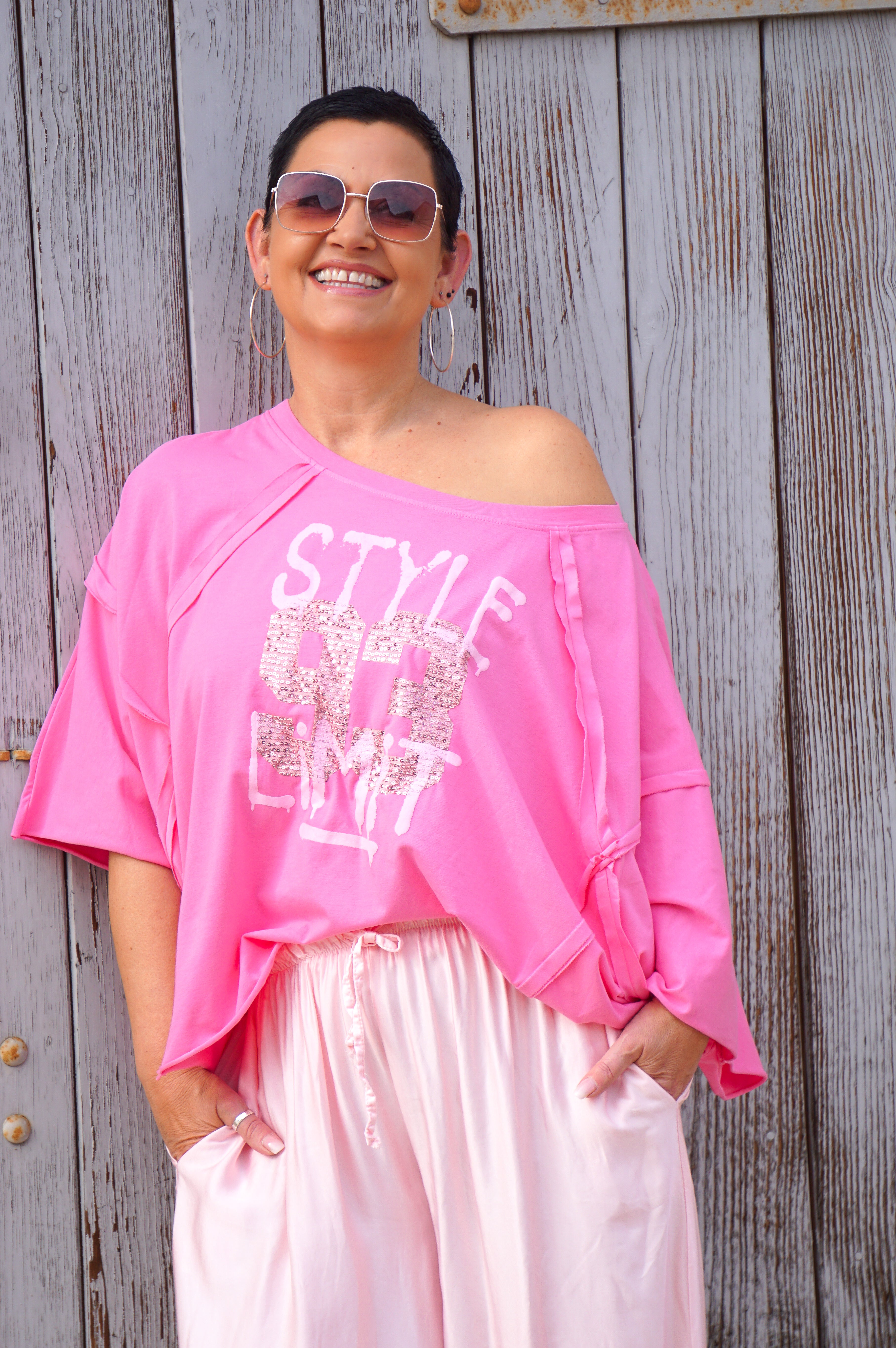 Oversize Shirt „style limit“, pink