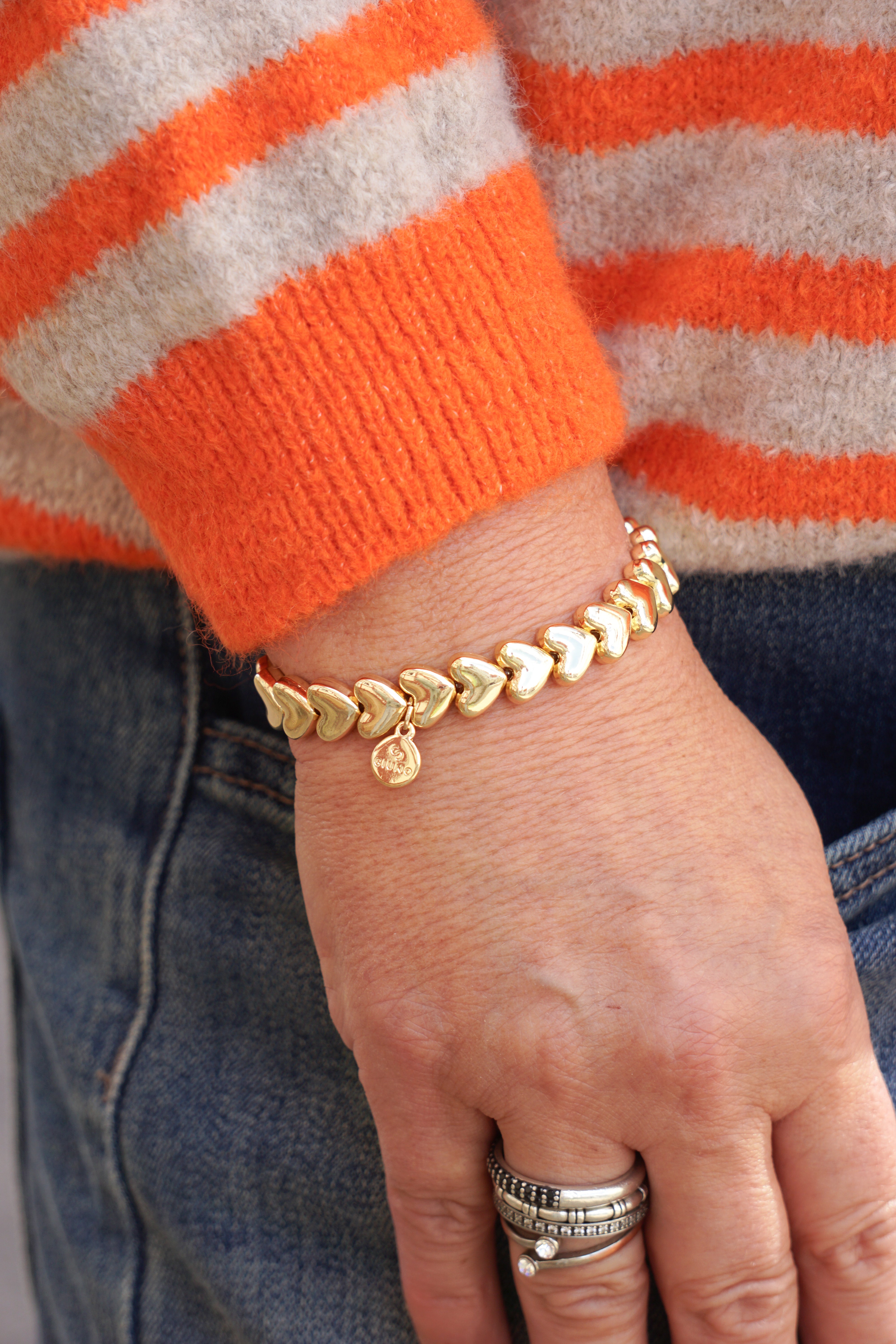 Perlenarmband "hearts", gold