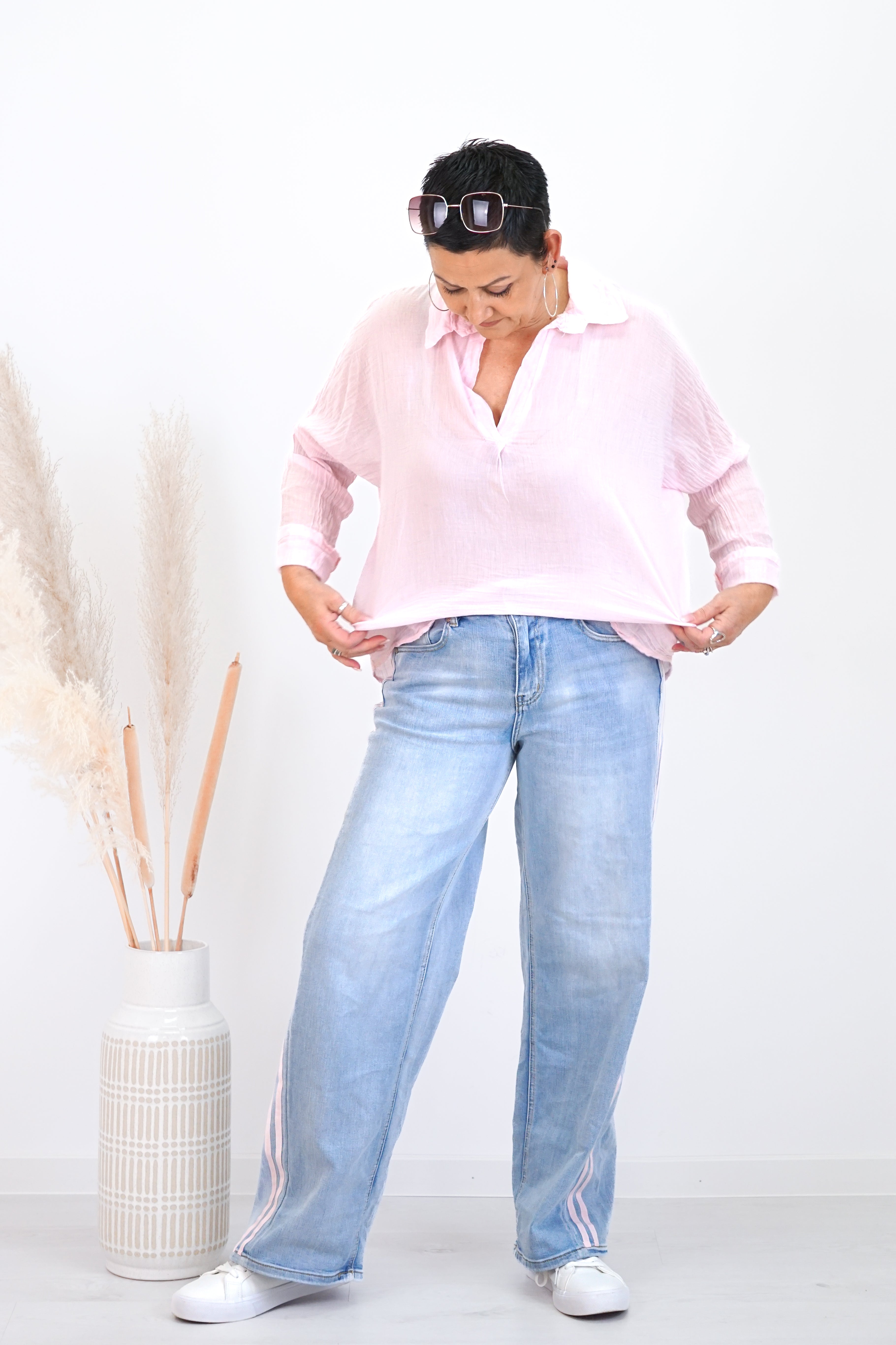 Leichte Basic Bluse, rosa