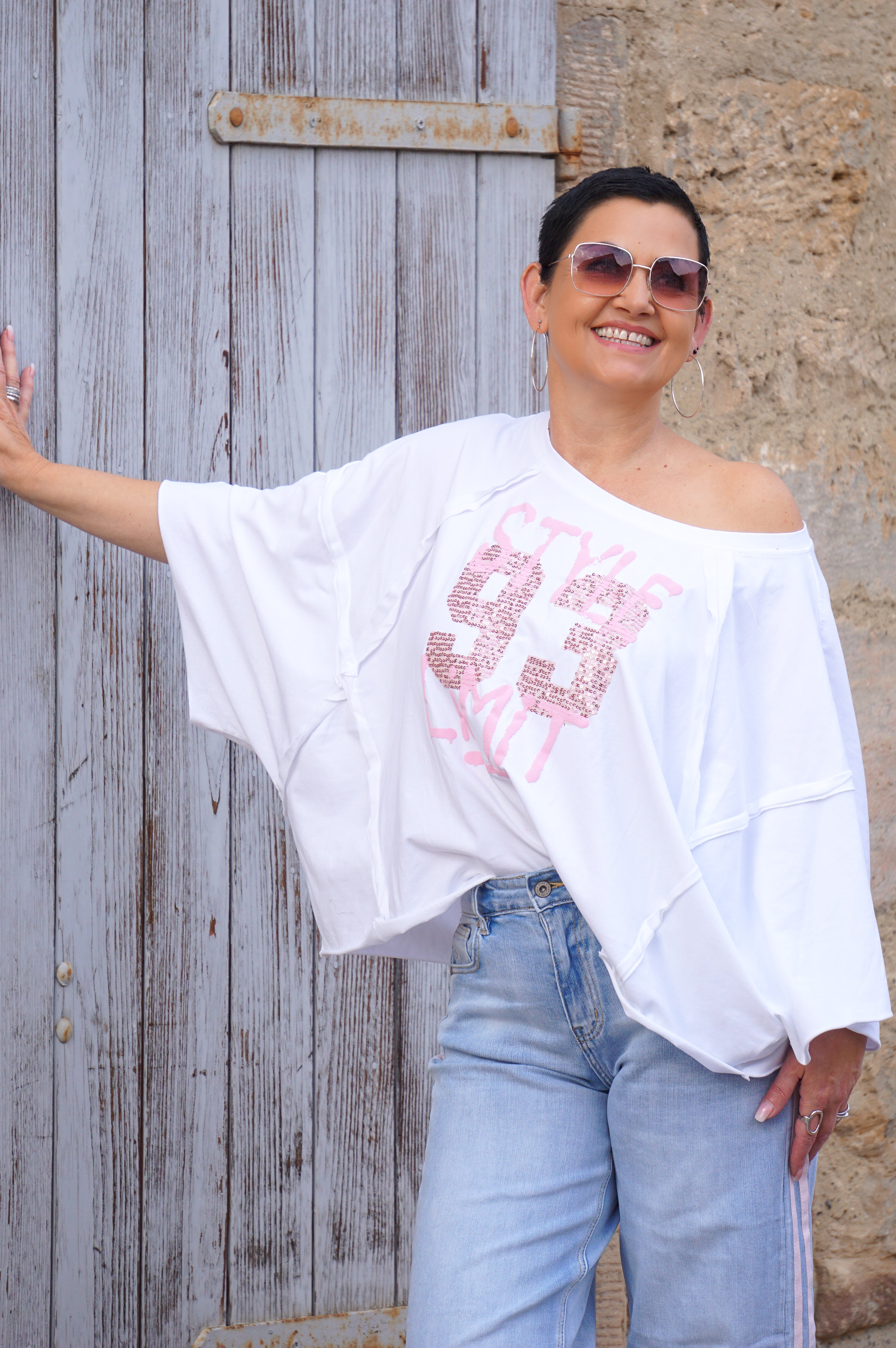 Oversize Shirt „style limit“, Off white