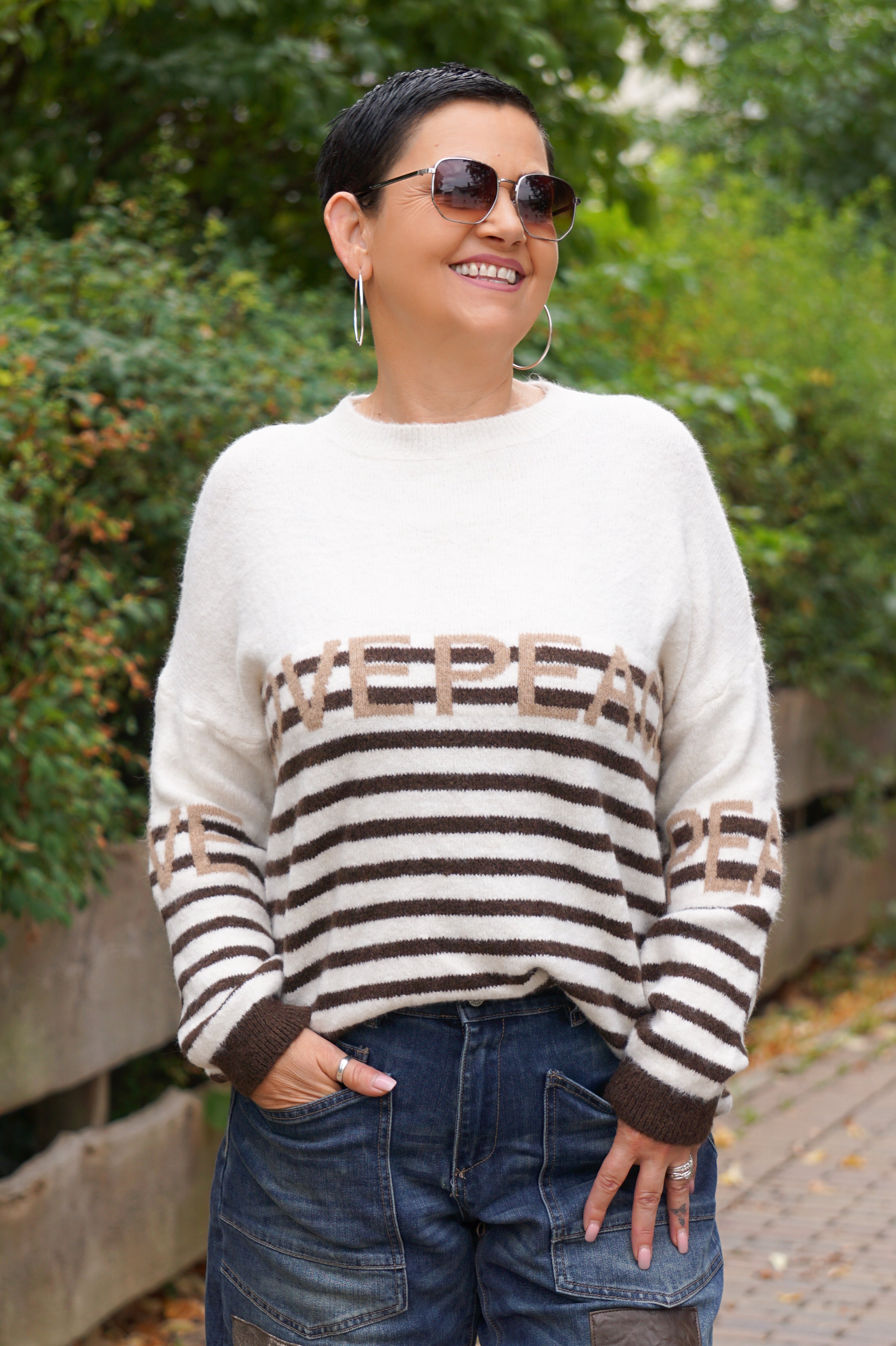 Strickpulli "LOVE&PEACE", creme