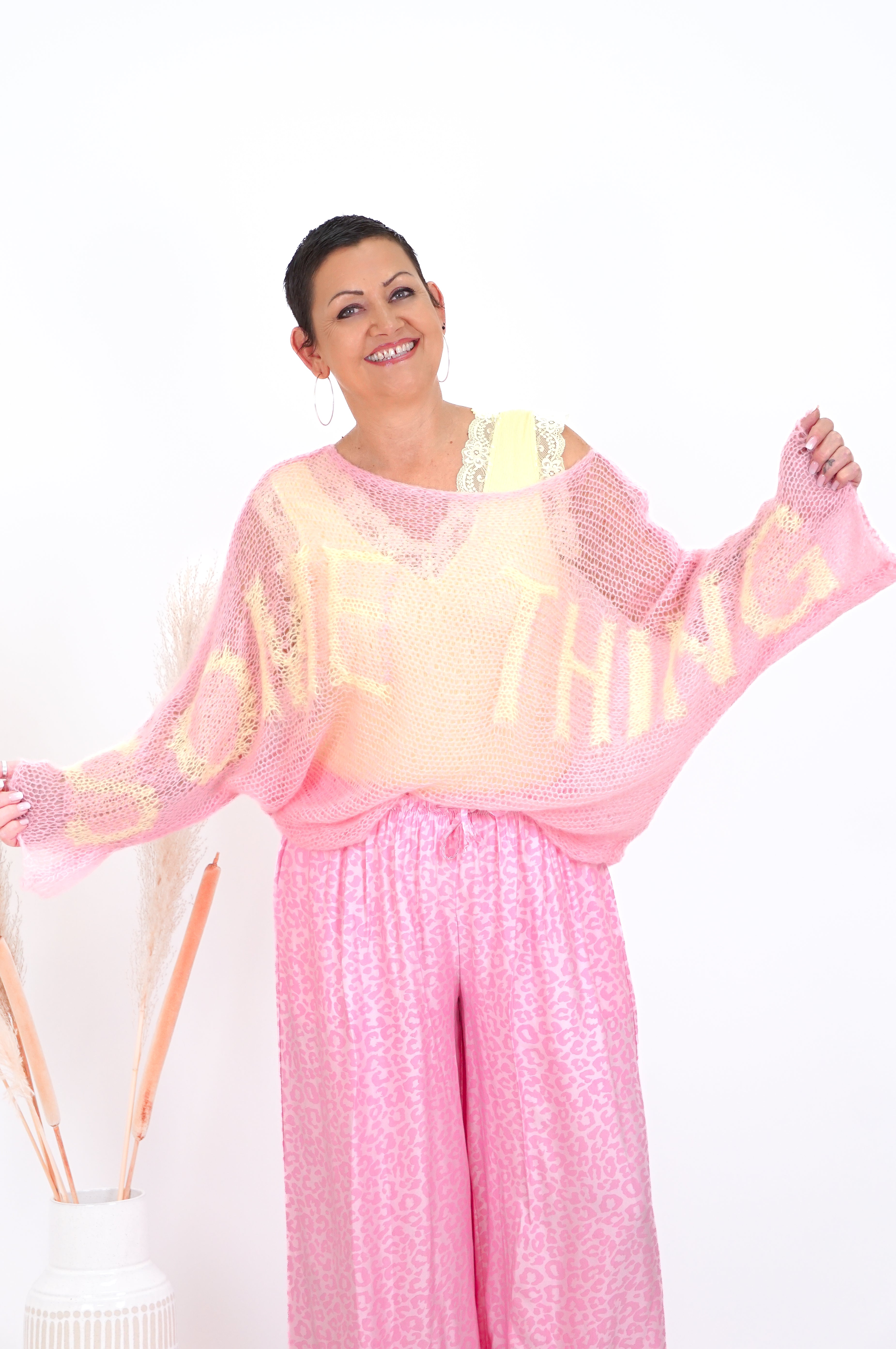 Leichter Strickpulli "Something", rosa
