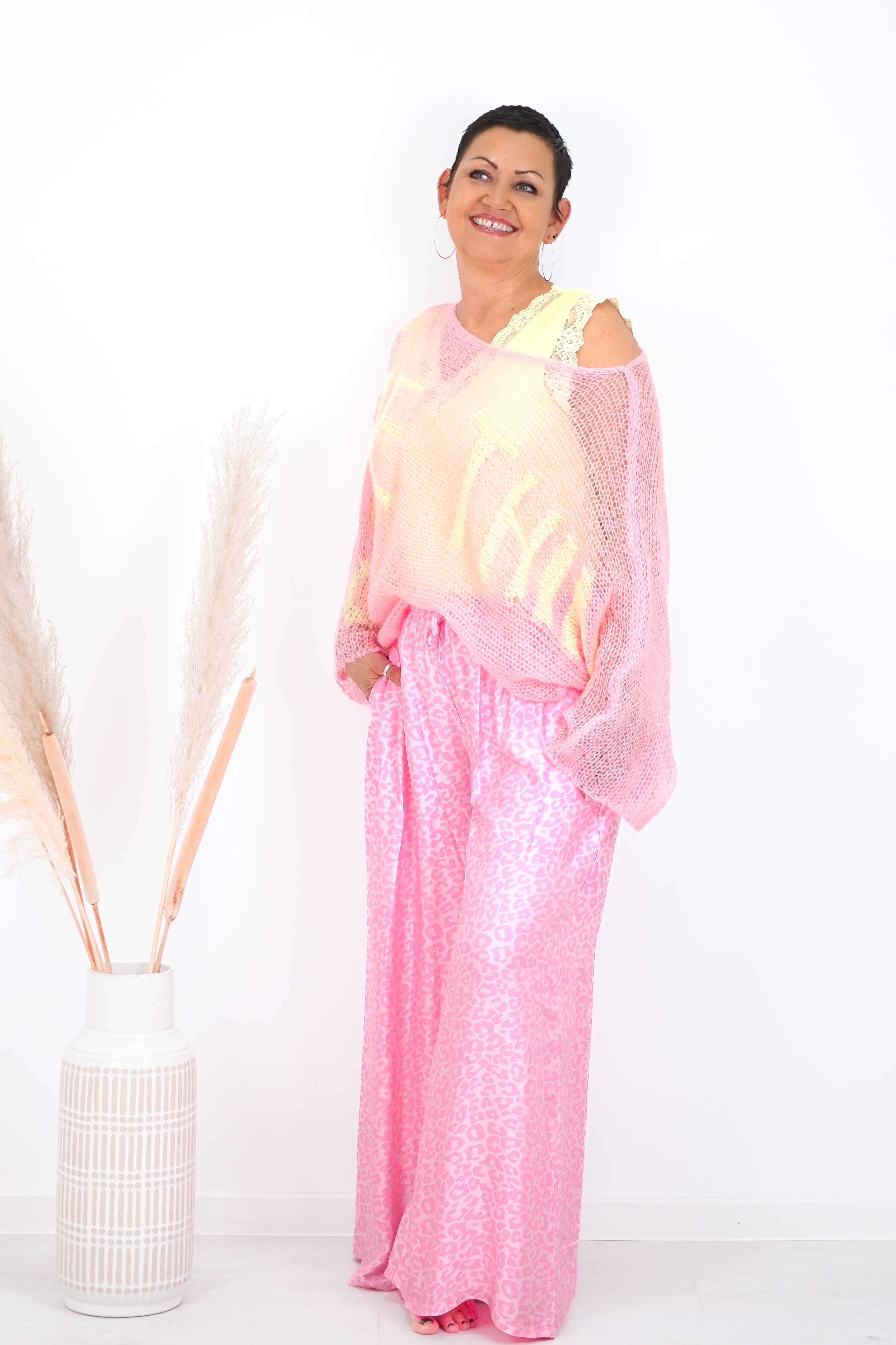 Leichter Strickpulli "Something", rosa