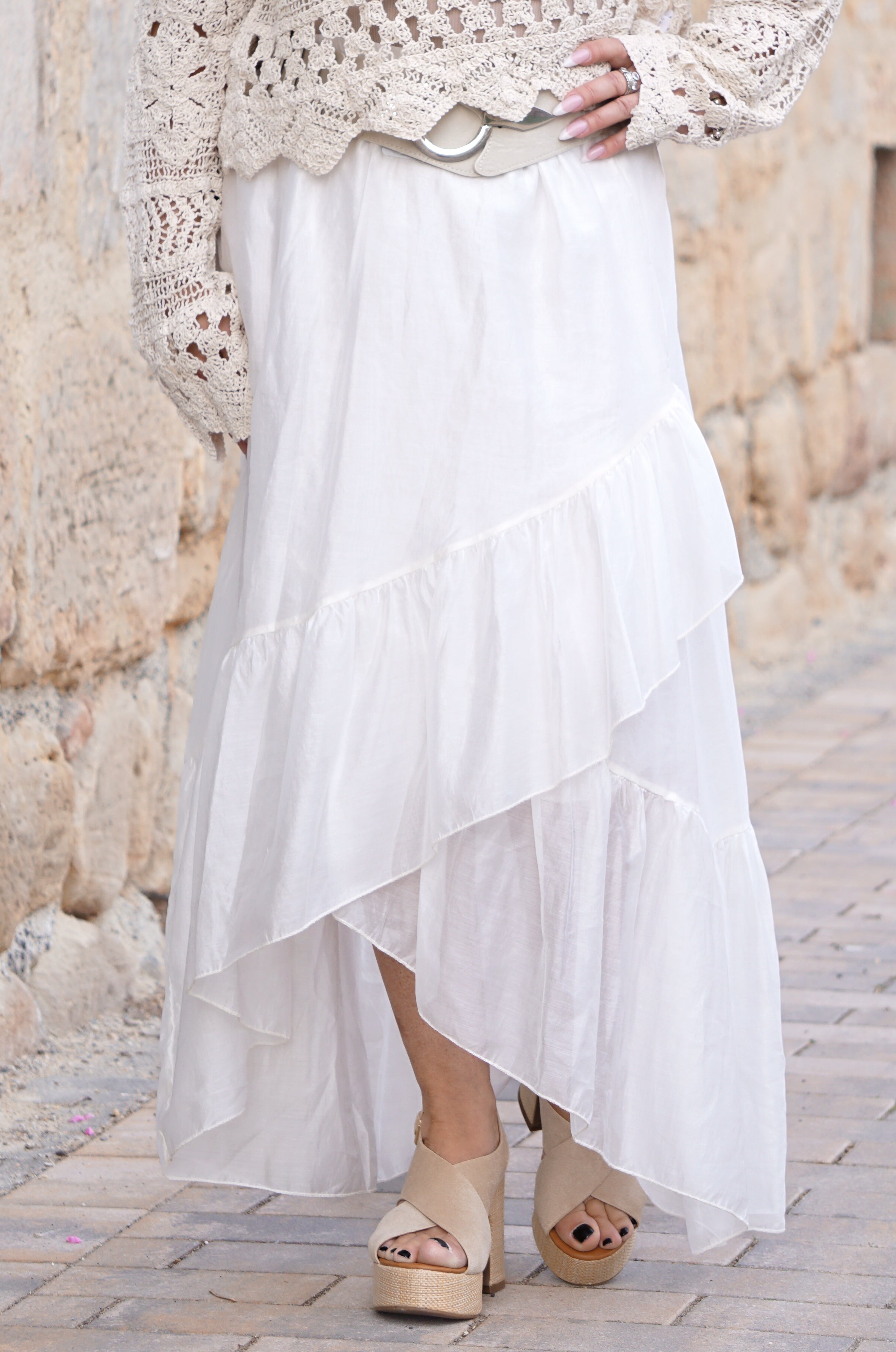 Rock mit überschnittenem Design, hellbeige