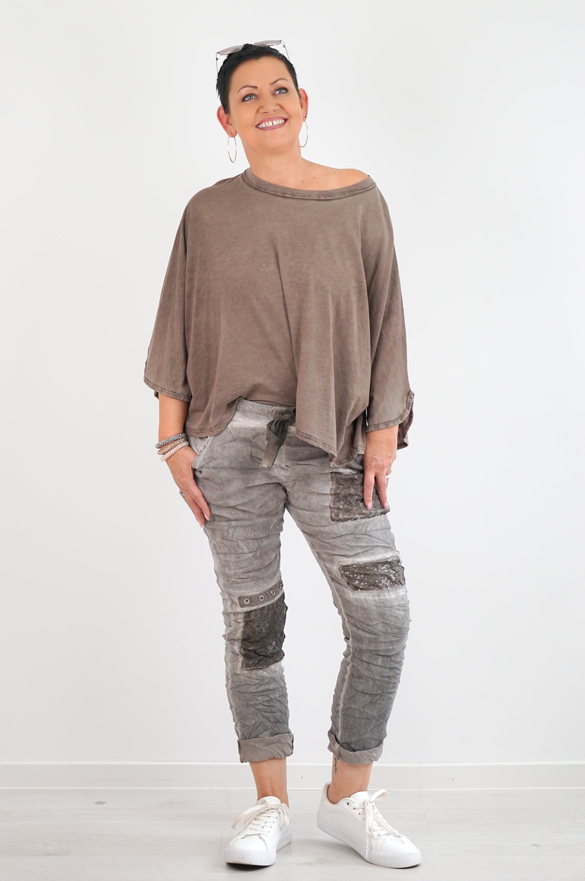 Basic Langarmshirt, braun