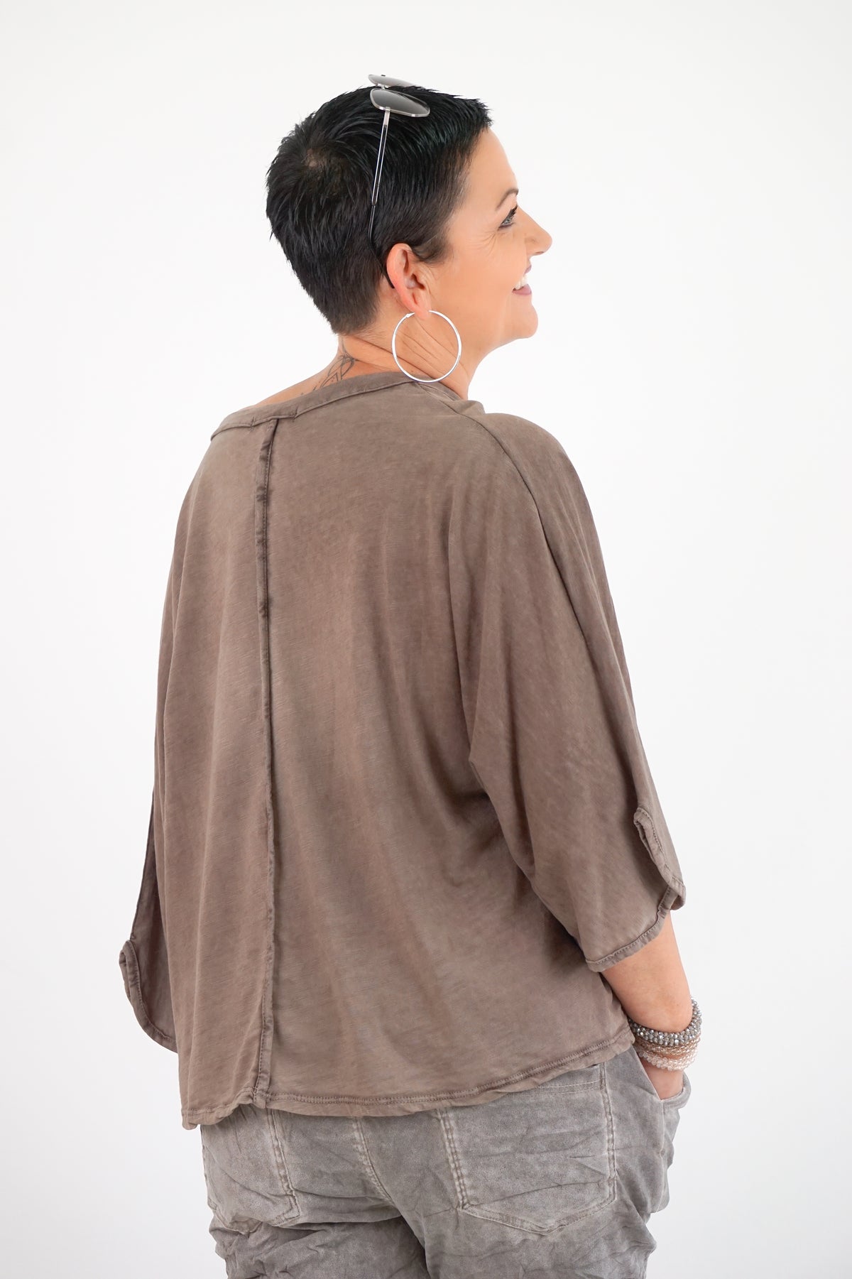 Basic Langarmshirt, braun
