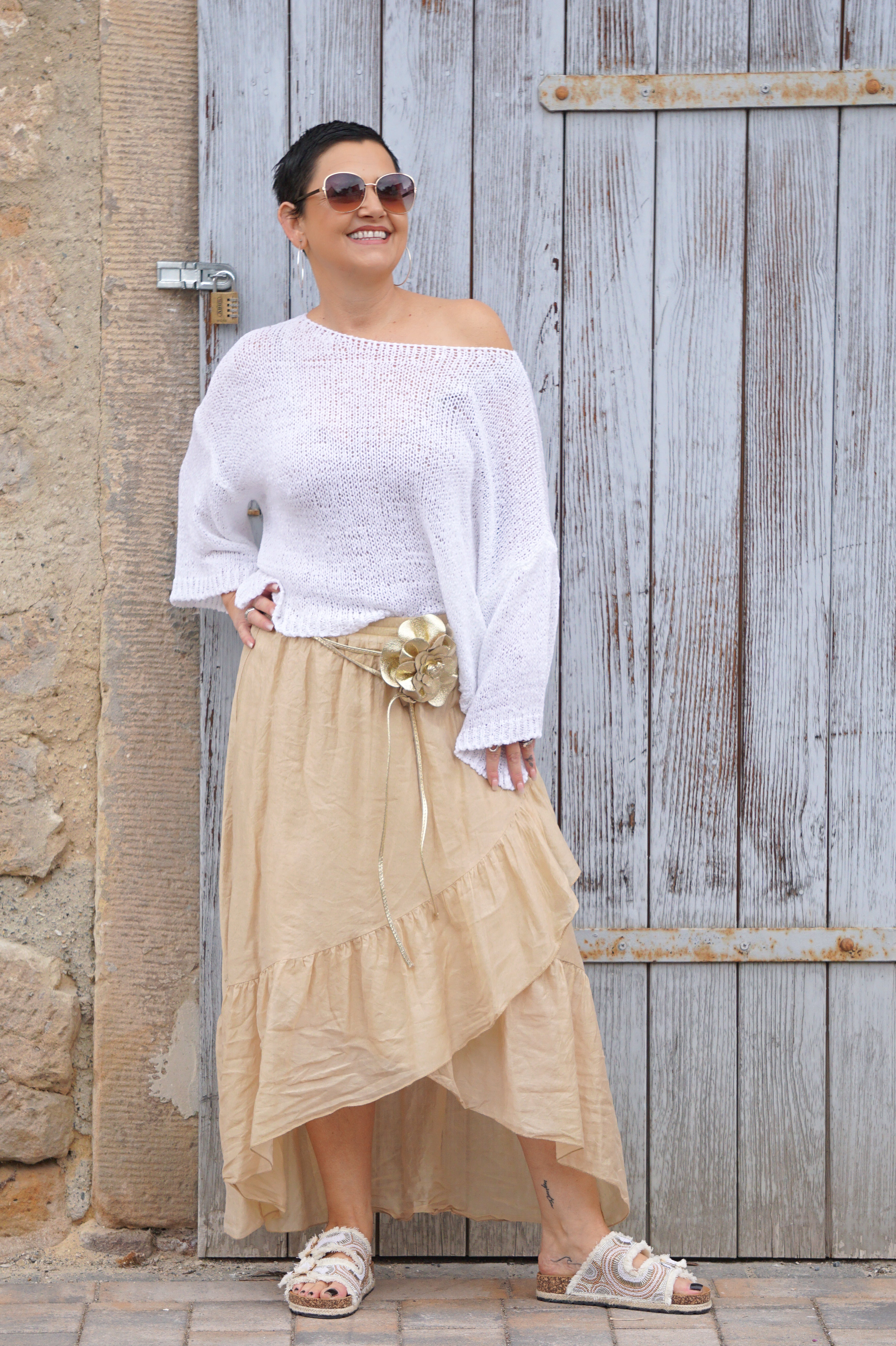 Rock mit überschnittenem Design, beige/camel