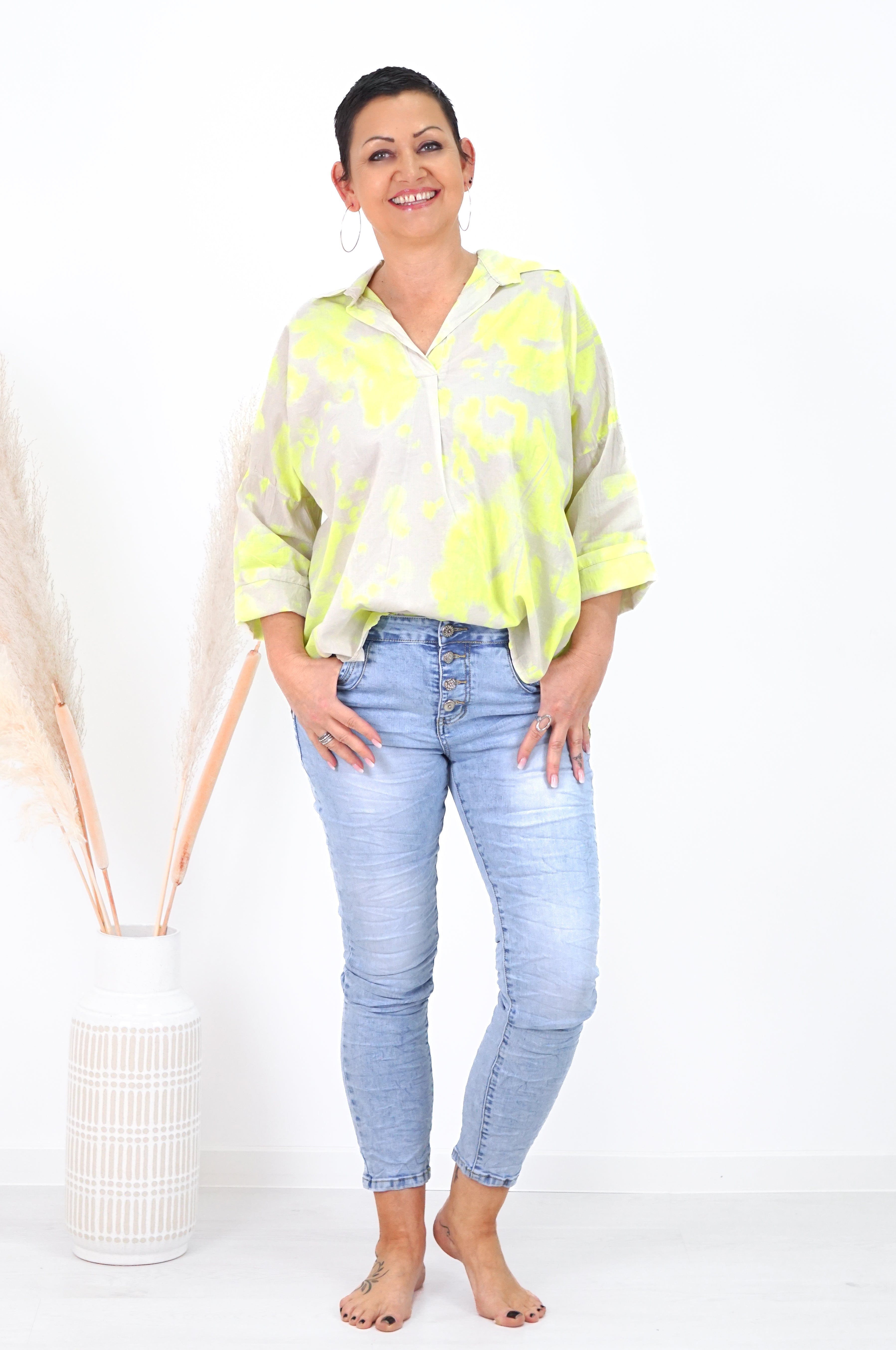 Leichte Bluse „splash“, neongelb