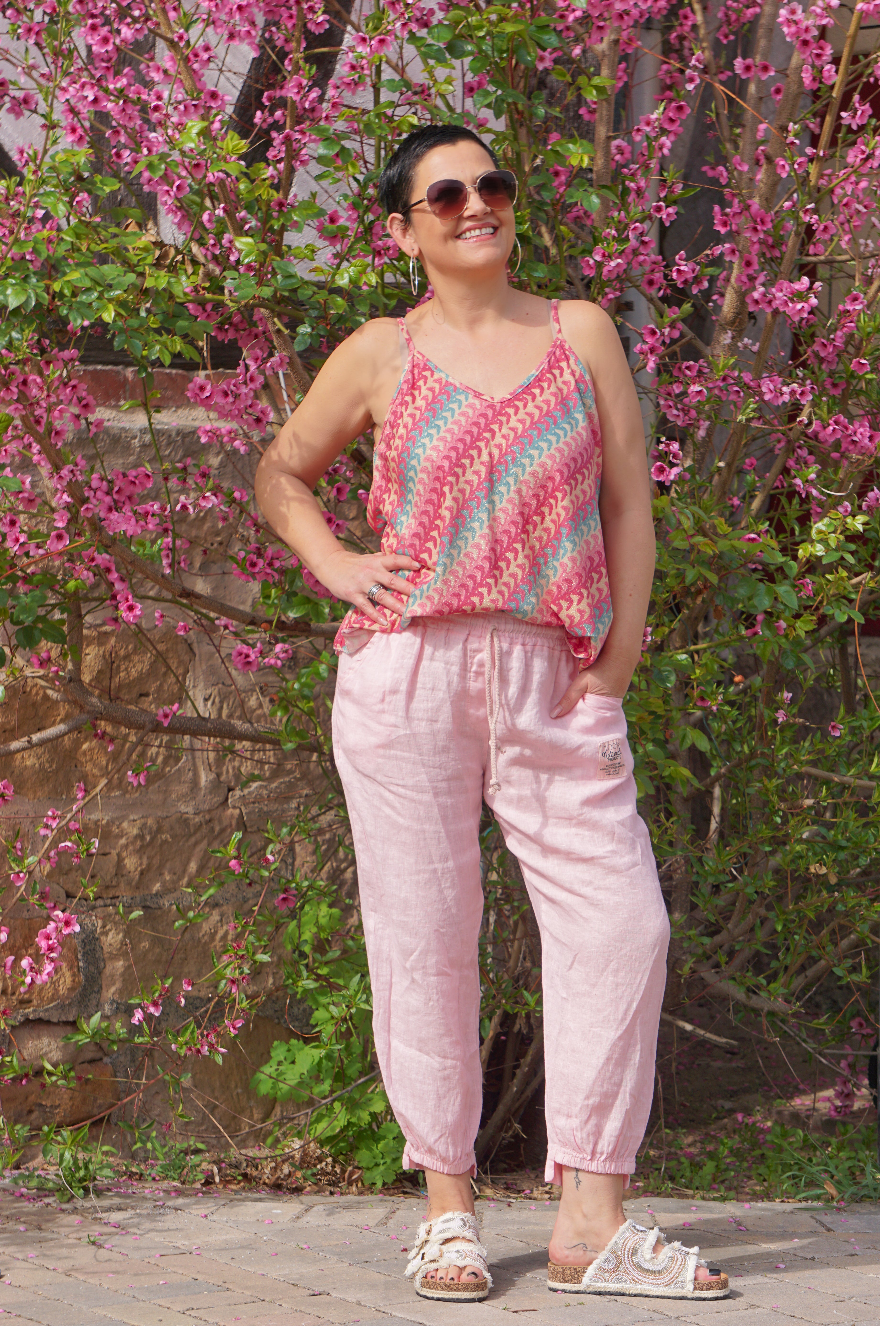 Leinenhose „natural“, rosa