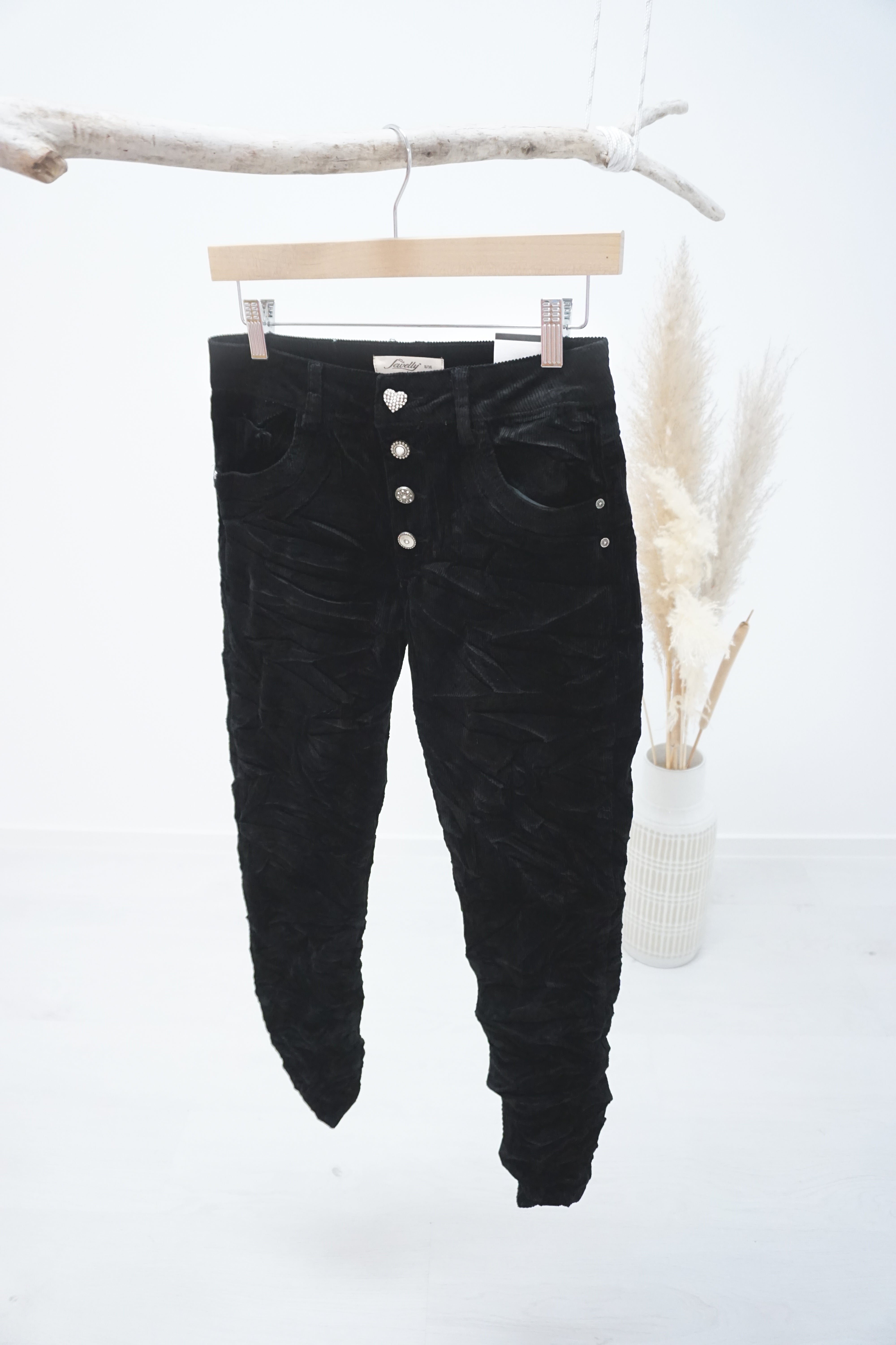 Jewelly Cord Jeans, schwarz