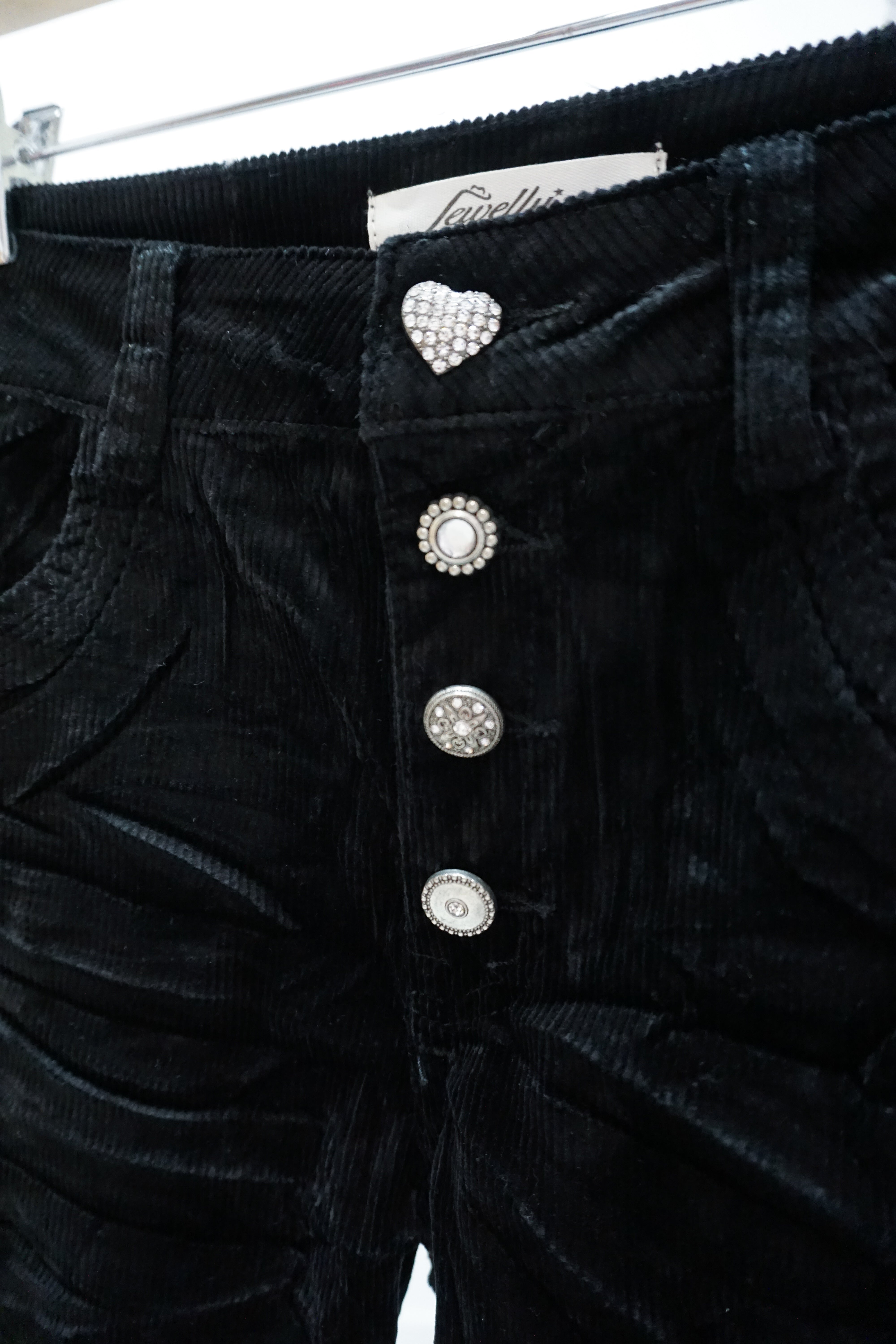 Jewelly Cord Jeans, schwarz