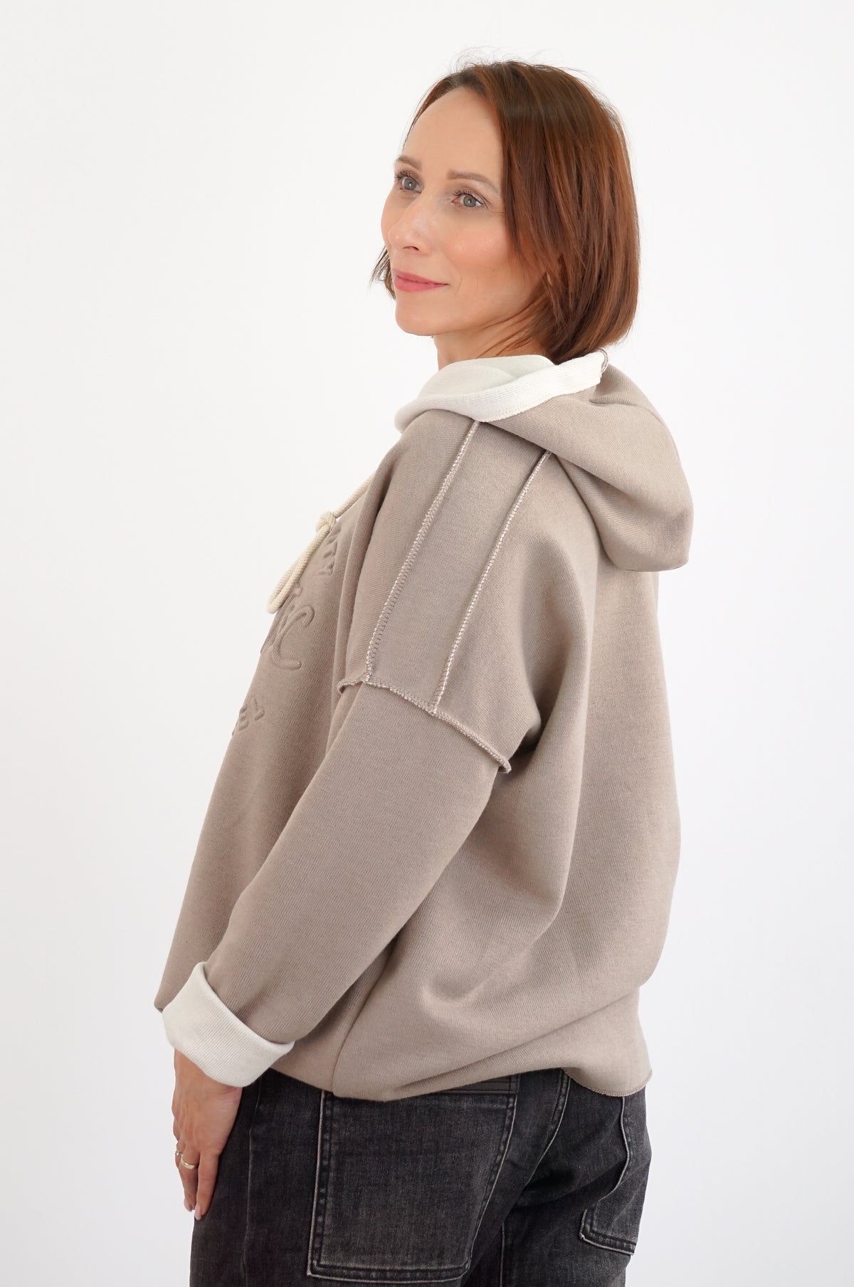 Strickhoodie "Authentic", taupe/beige
