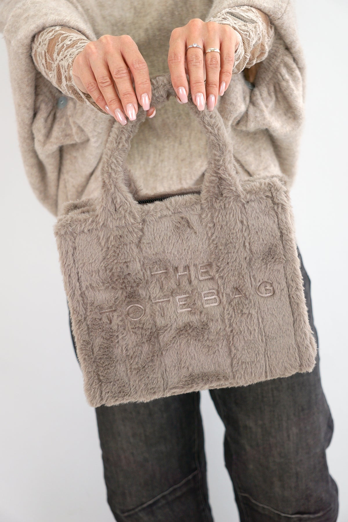 Fellimitat Tasche „Tote Bag“ medium, taupe