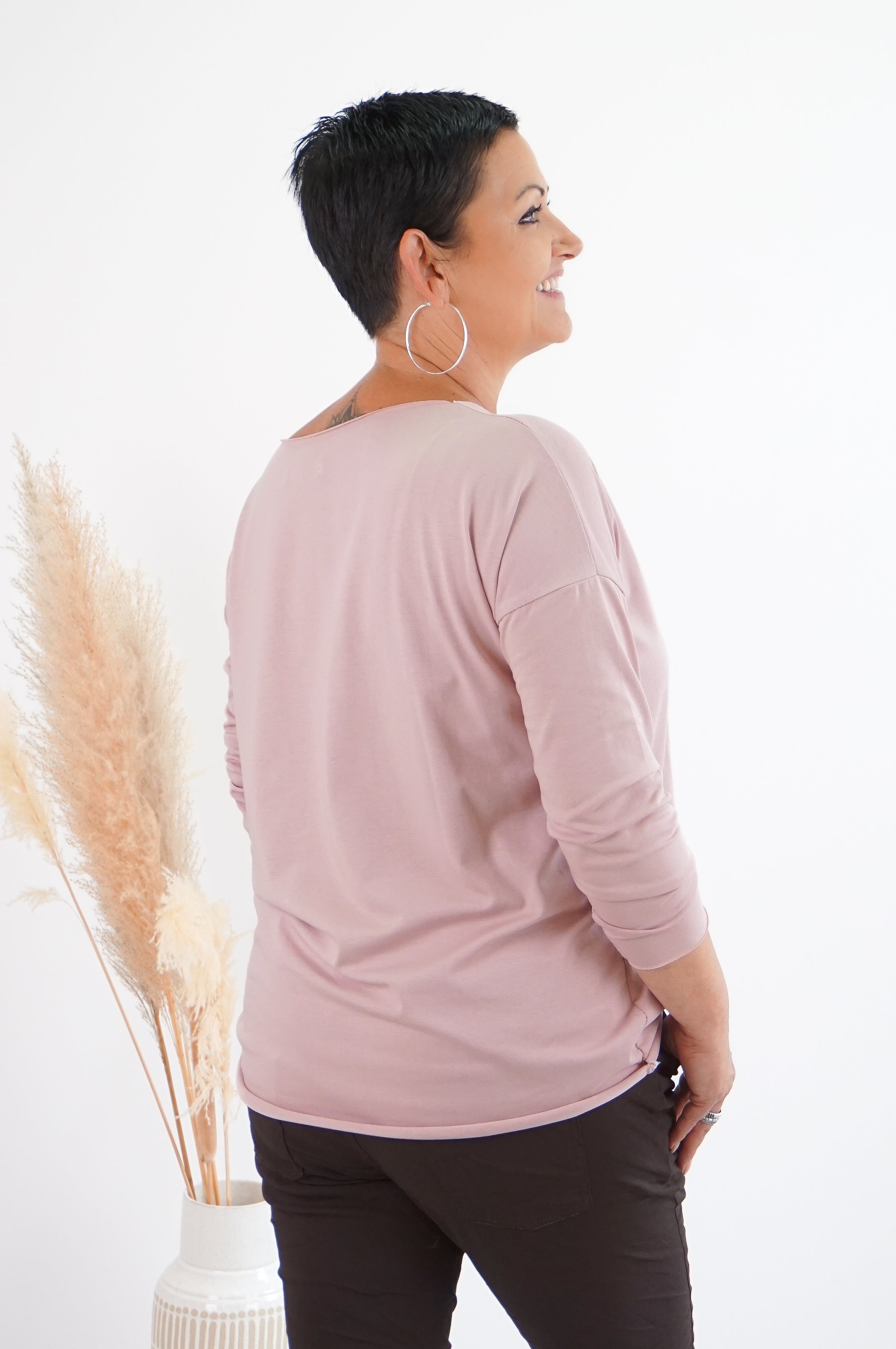 Basic Langarmshirt, rose