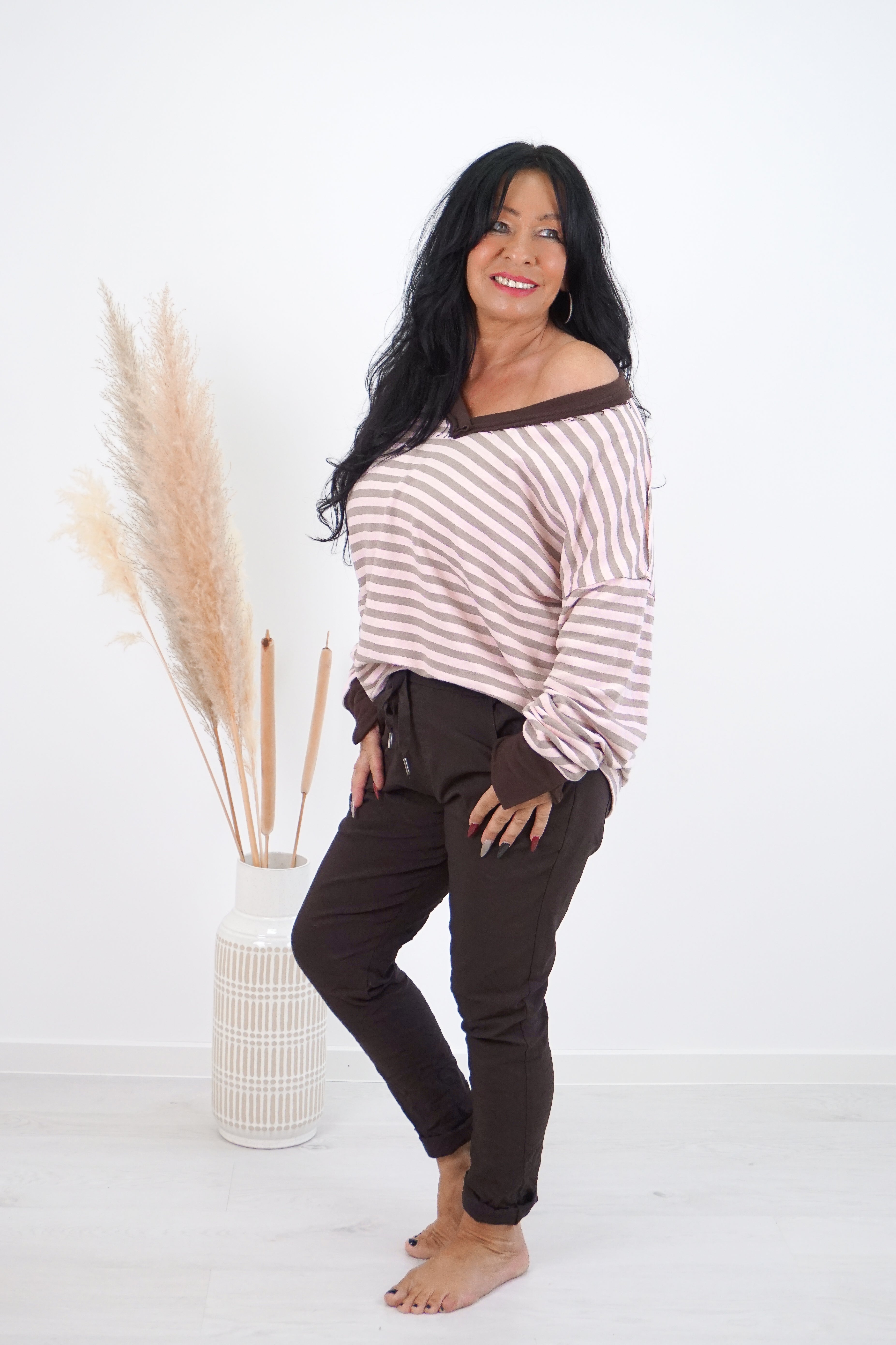 Gesteiftes Sweatshirt, rosa/taupe