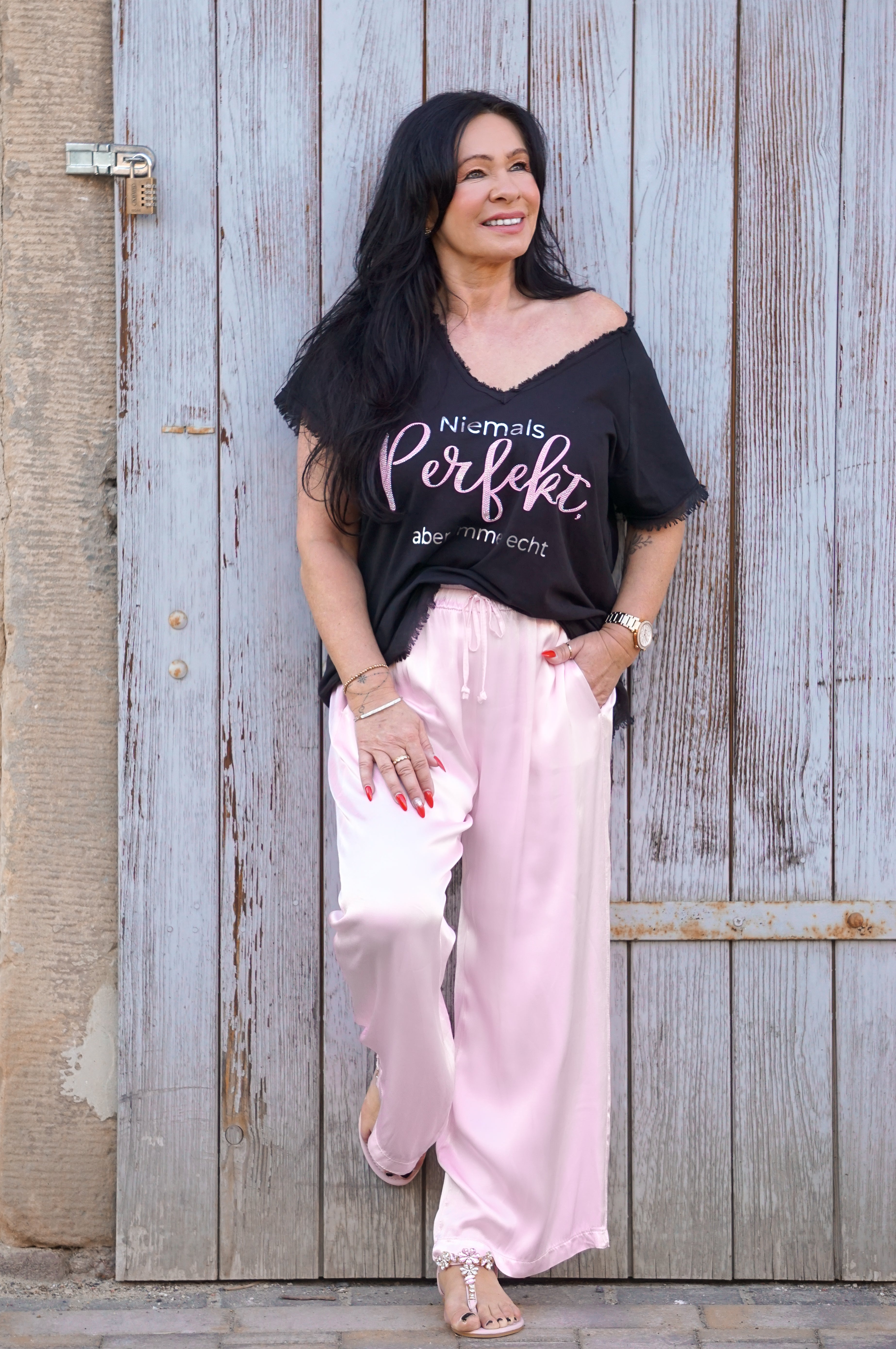 Satin Sommerhose, rosa