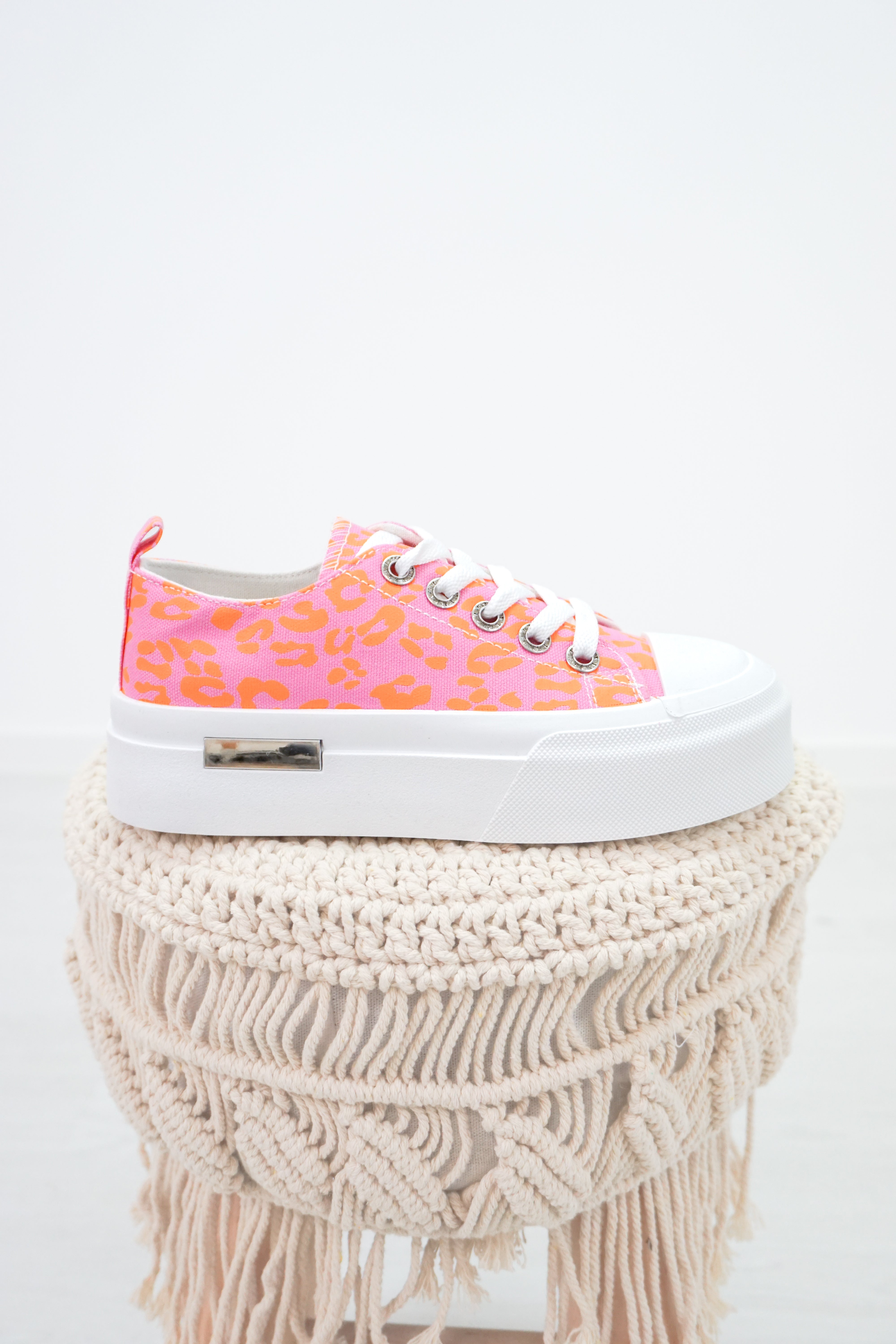 Sneaker mit Leo Print, candy pink/orange