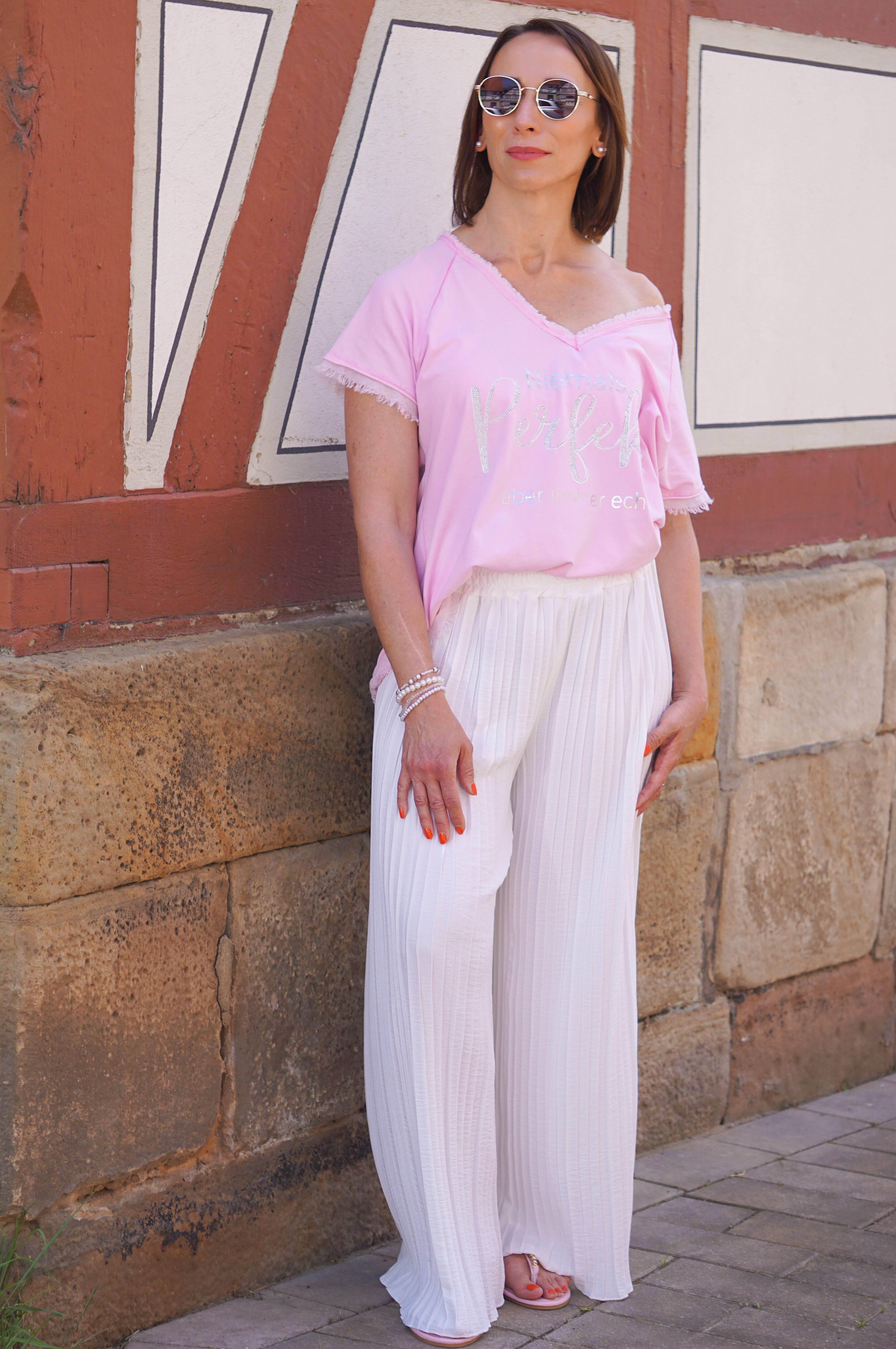 T-Shirt "niemals perfekt", rosa