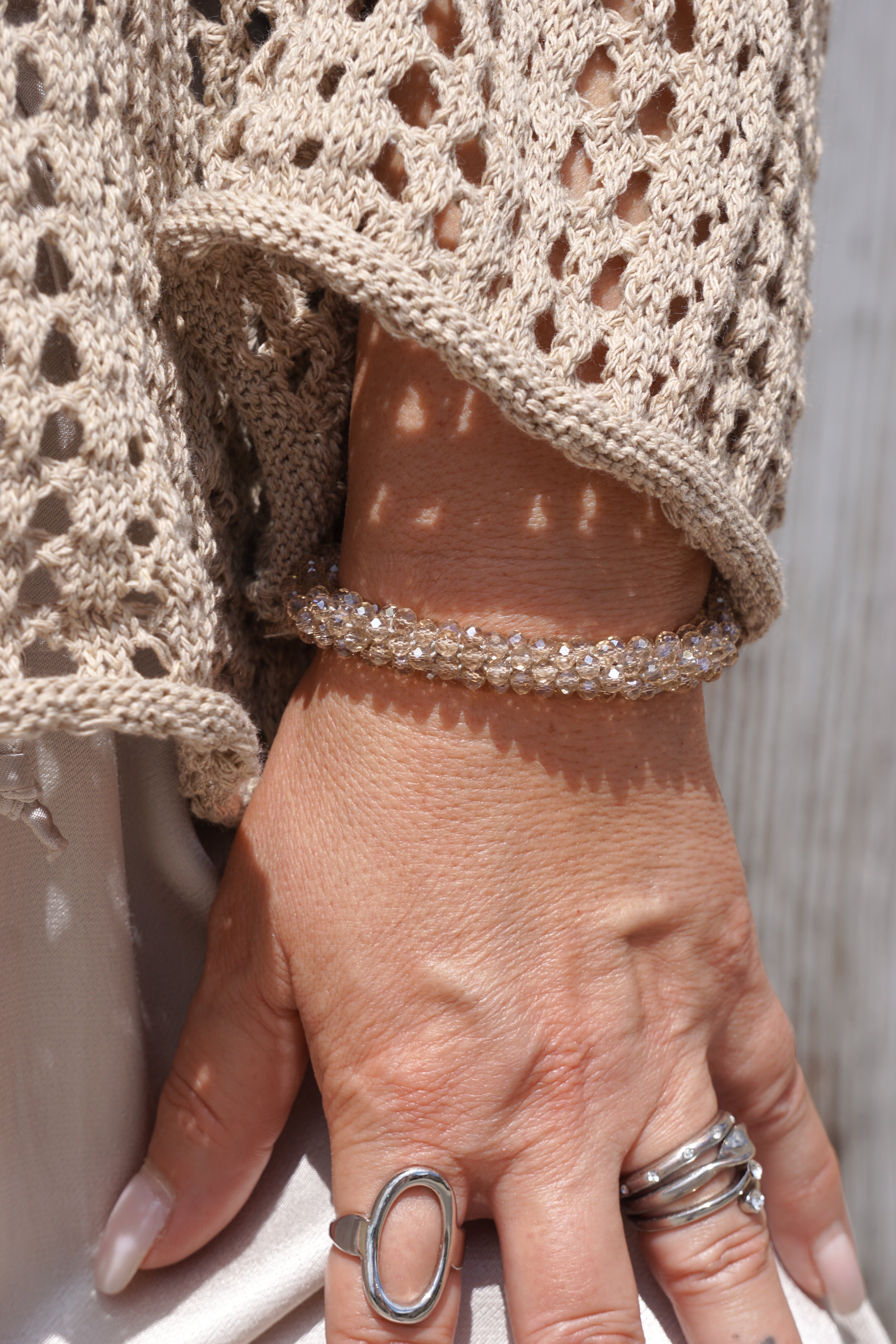 Perlenarmband, beige