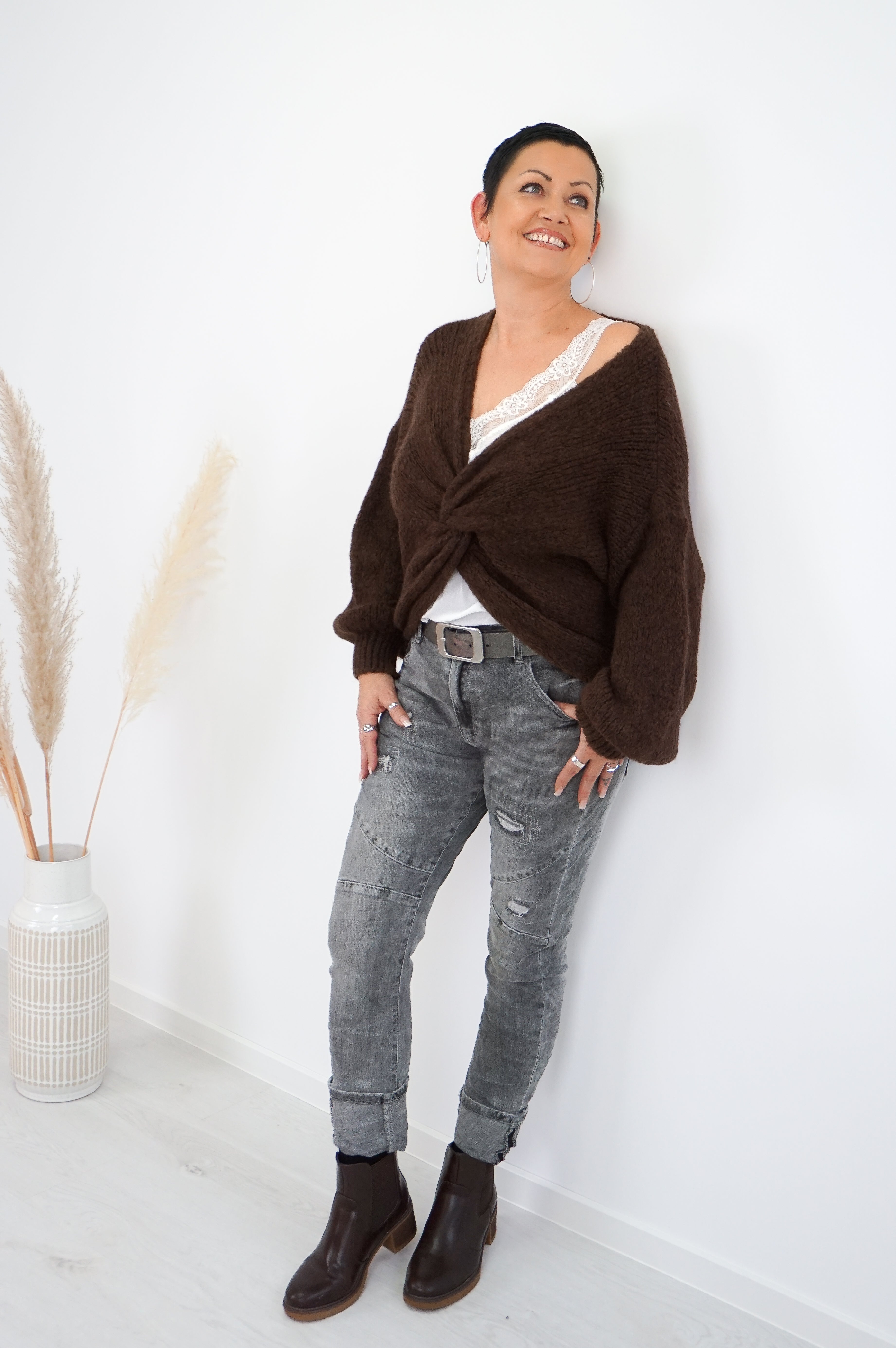 Strickpulli „twist“, schokobraun