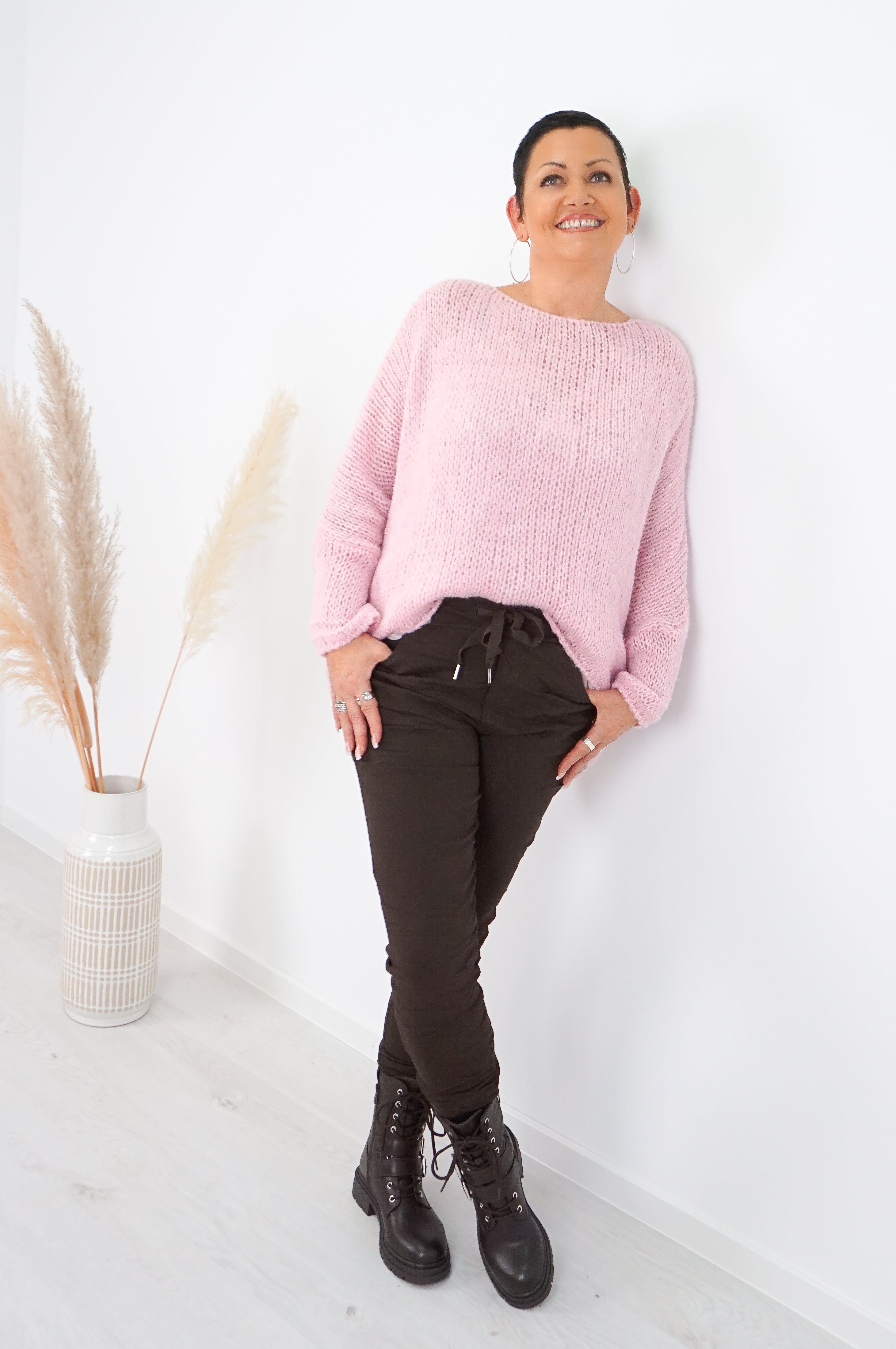 Basic Strickpulli, rosa