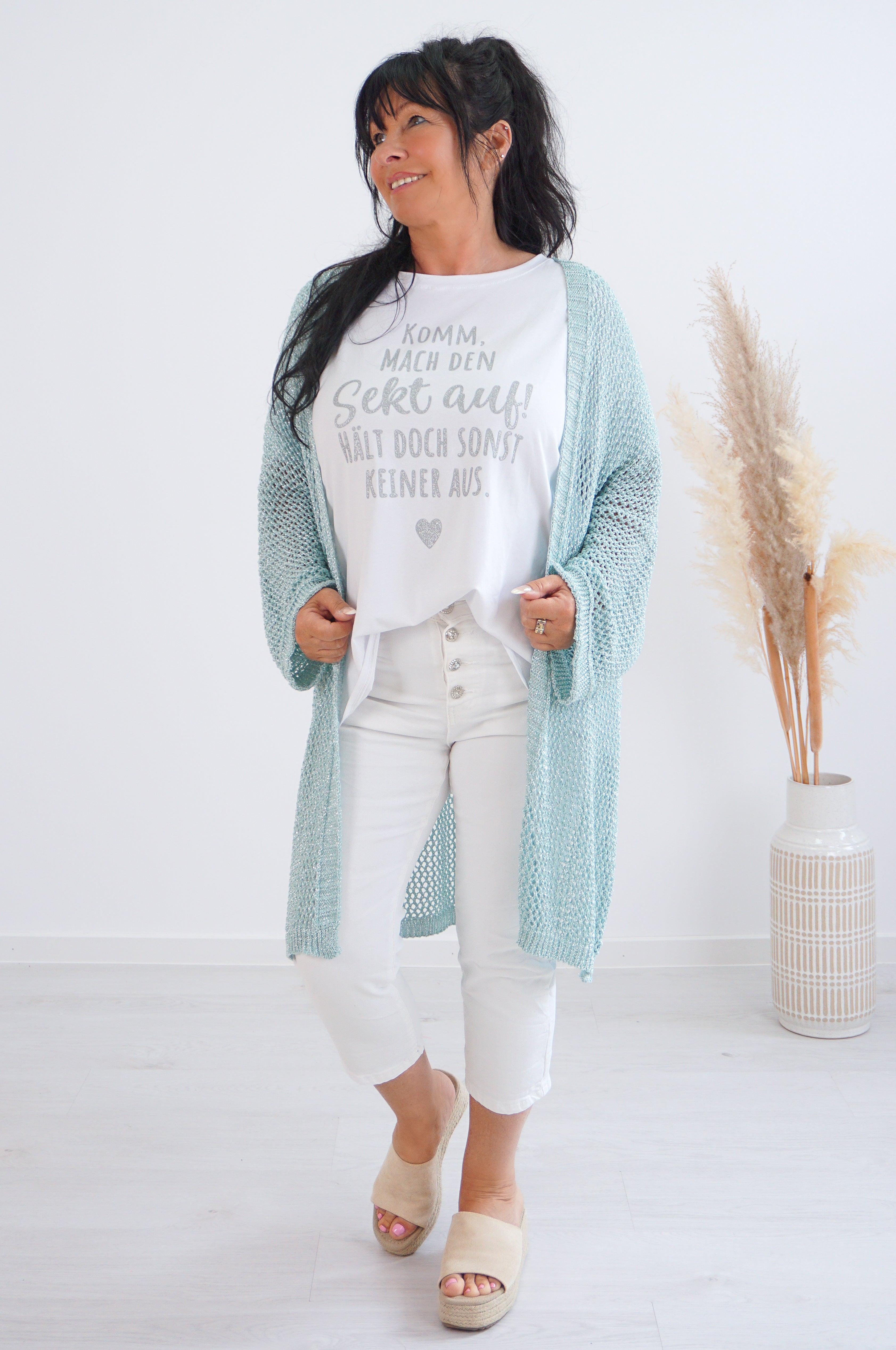 Häkeljacke "sparkle", türkis