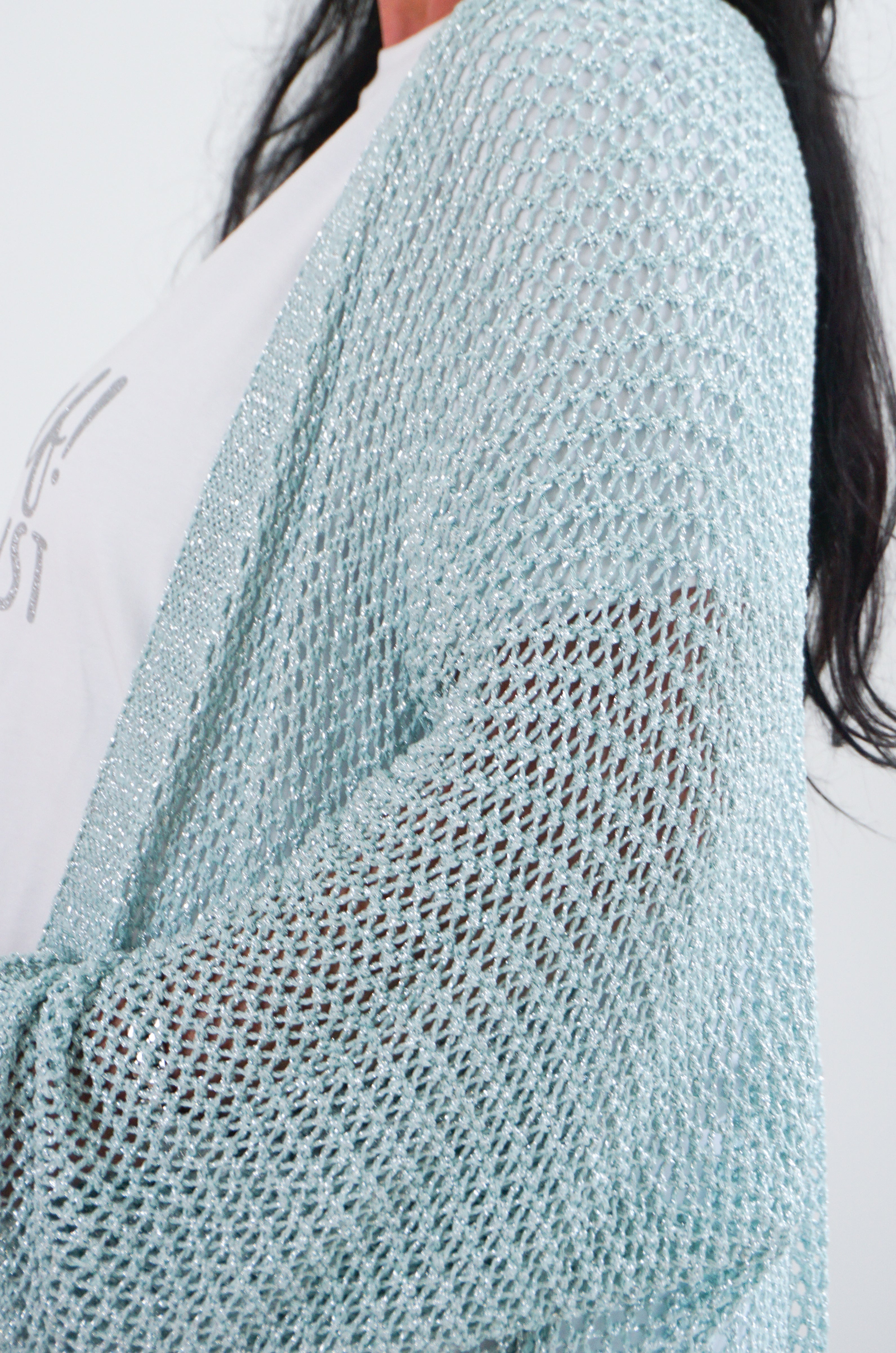 Häkeljacke "sparkle", türkis