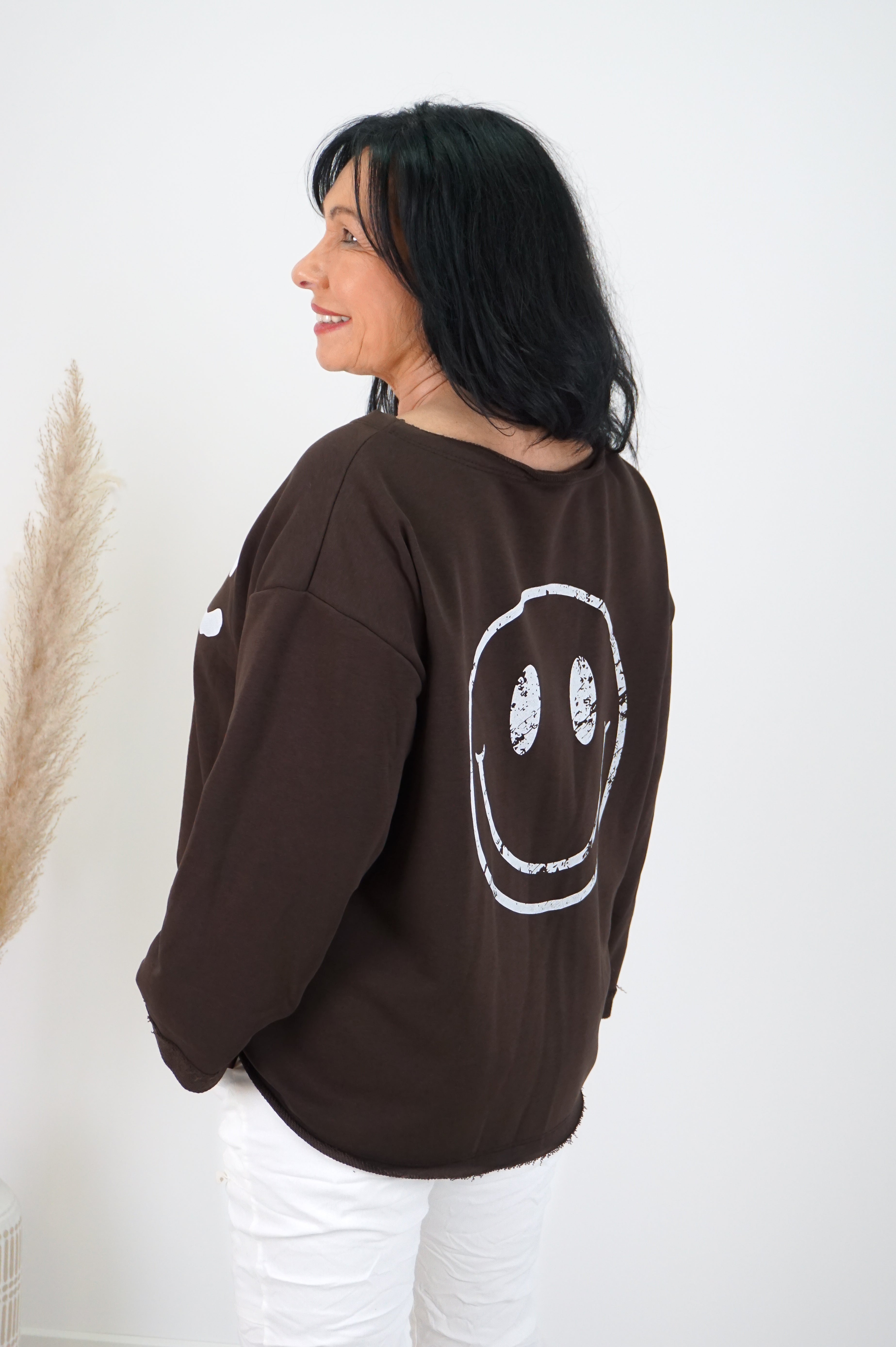 Sweatshirt "smiley“, schokobraun/weiß