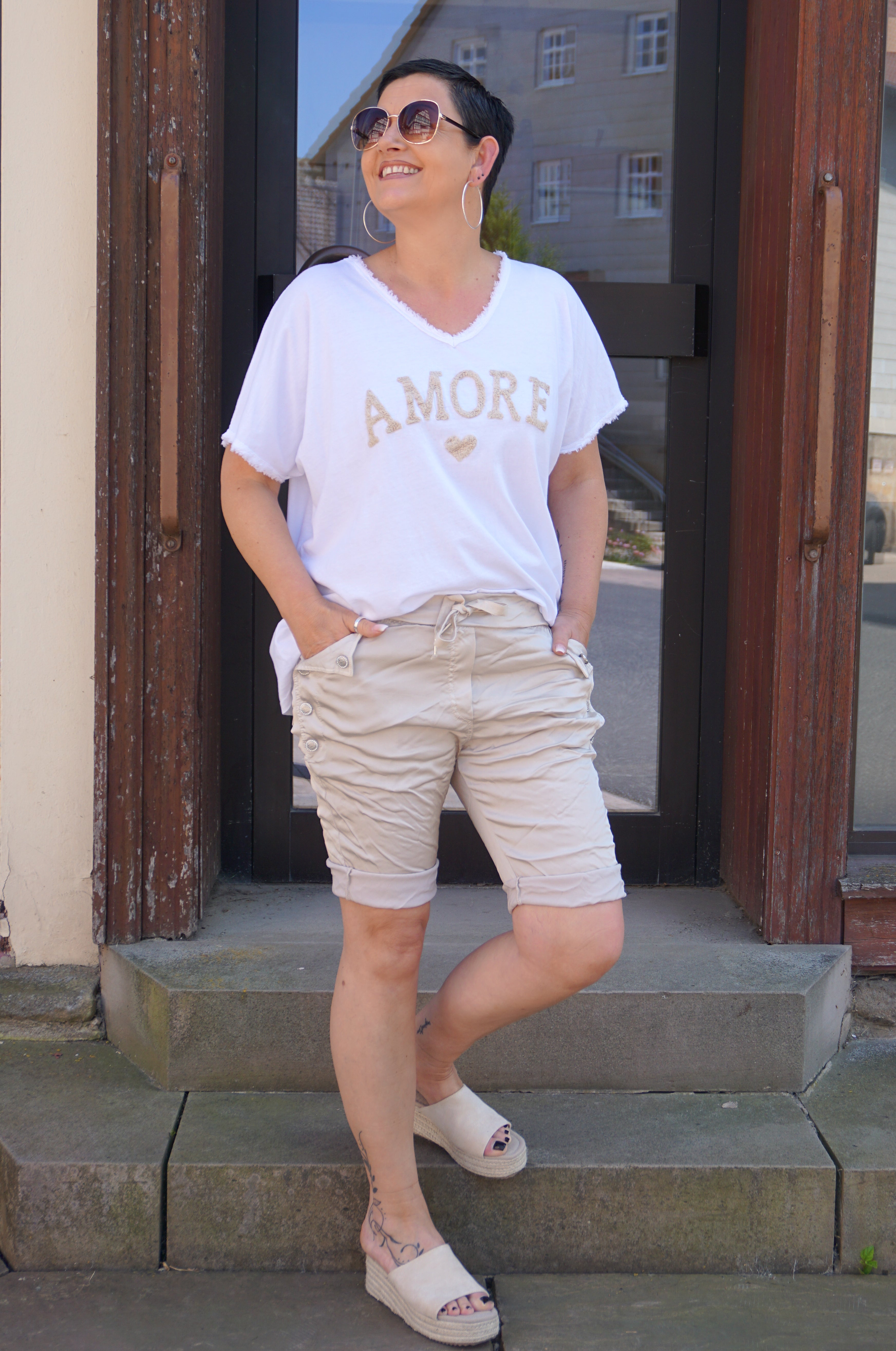 Kurze Jogpant "glamour", beige