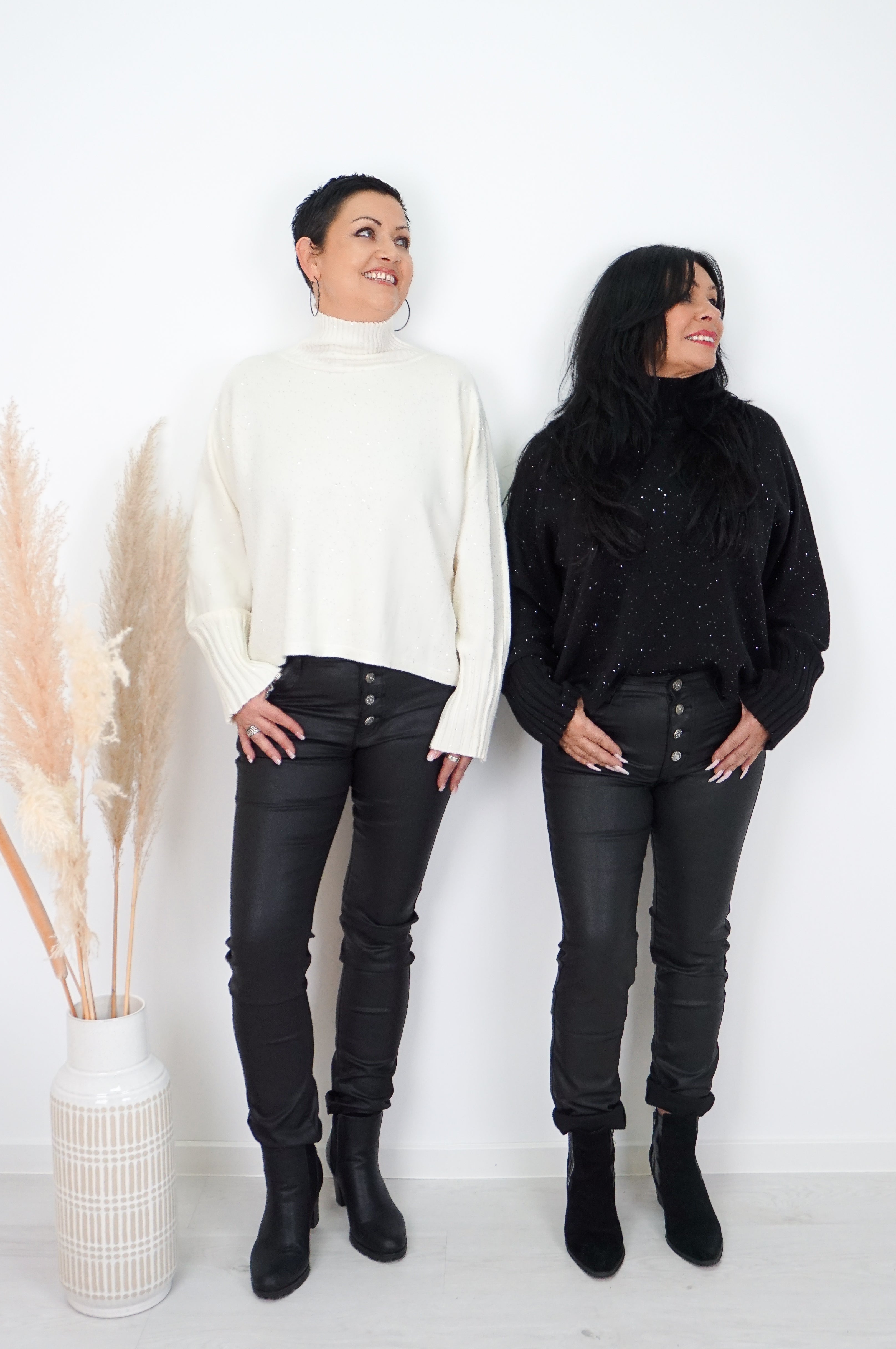 Jewelly Lederimitat Hose, schwarz